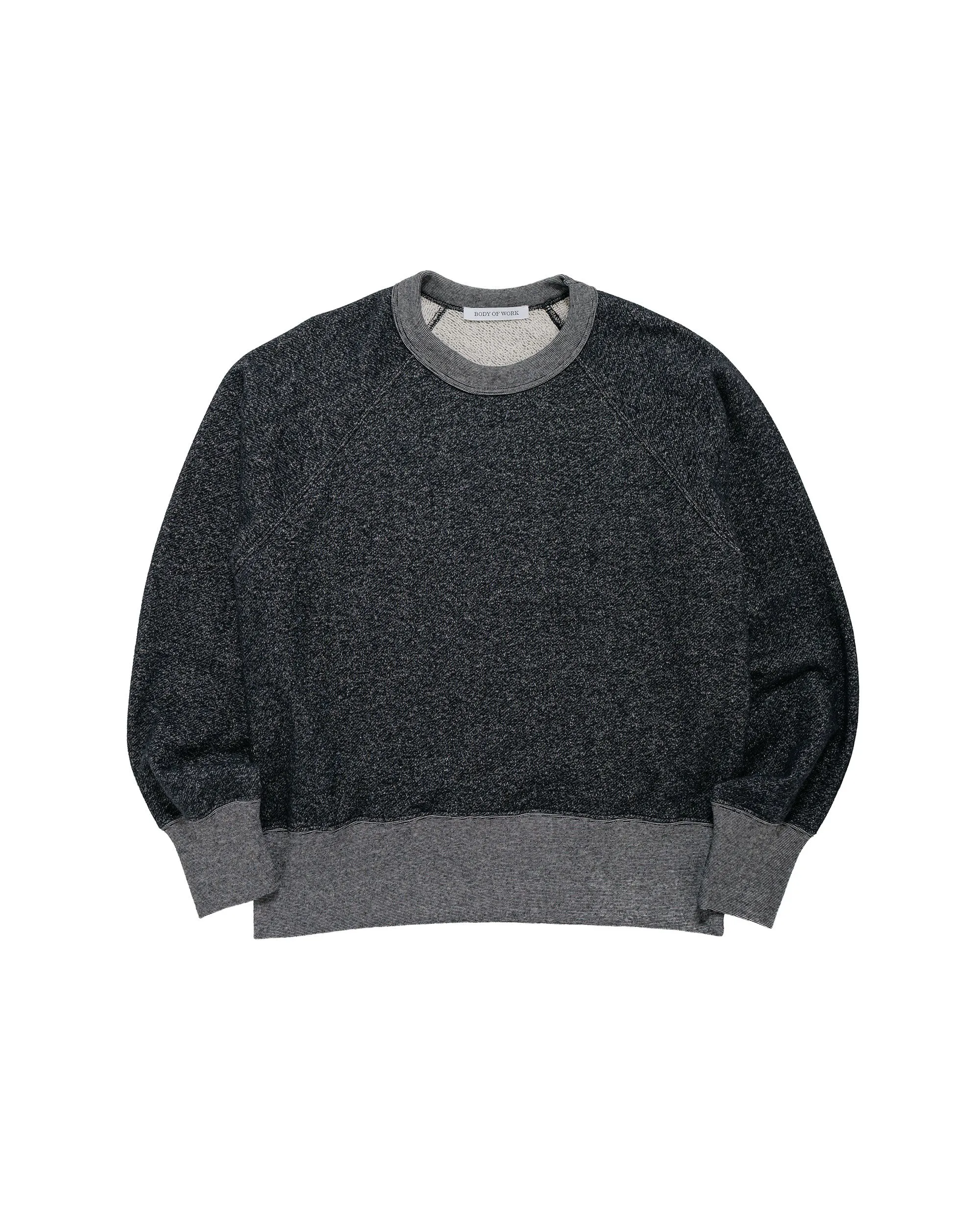 Body of Work Aster Raglan Sweatshirt Pebble Knit French Terry Black sold by Lost & Found