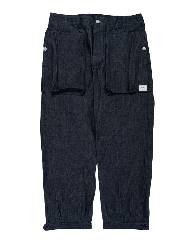 Sassafras Digs Crew Pants 4/5 8oz Denim Indigo made by Lost & Found
