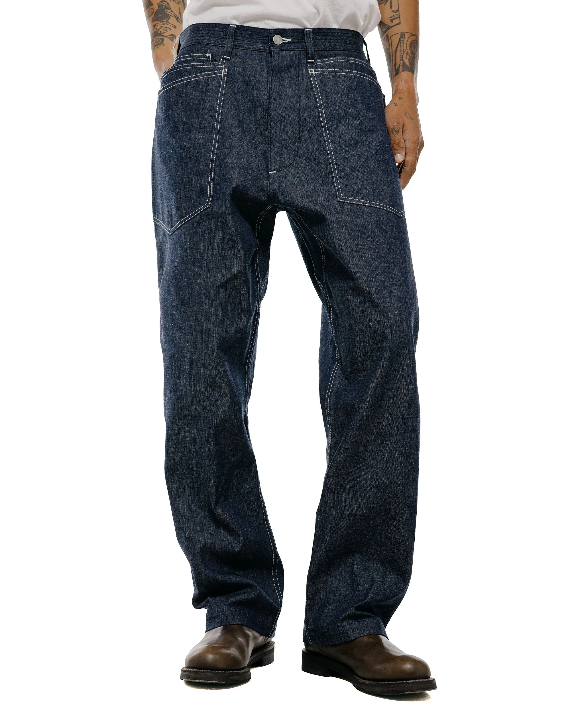 Sassafras D Scoop Pants 10oz Military Denim Indigo sold by Lost & Found product image thumbnail 2