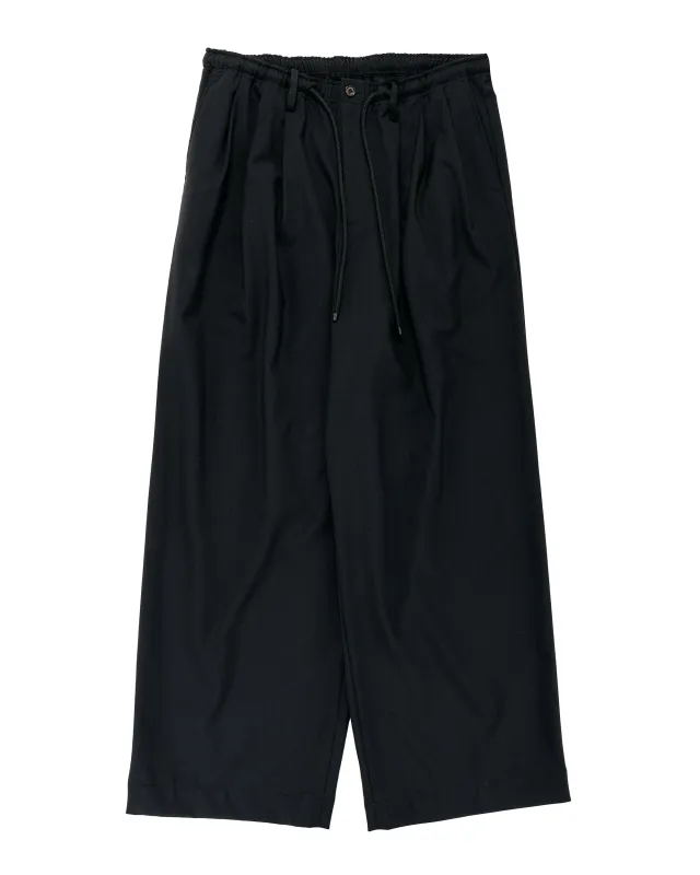 MARKAWARE Triple Pleated Easy Trousers Organic Wool 2/80 Tropical Black made by MARKAWARE