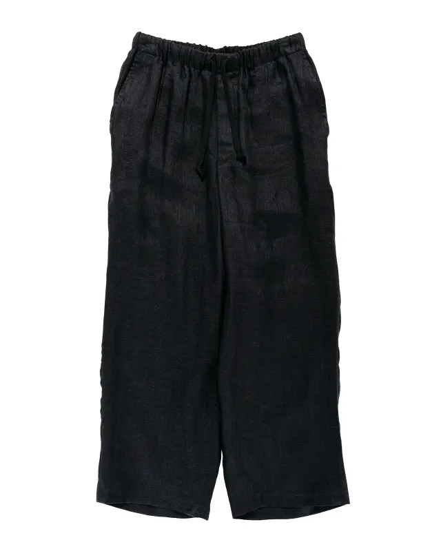 marka Wide Cylinder Fit Easy Pants Linen Gauze Double Cloth Black made by MARKAWARE