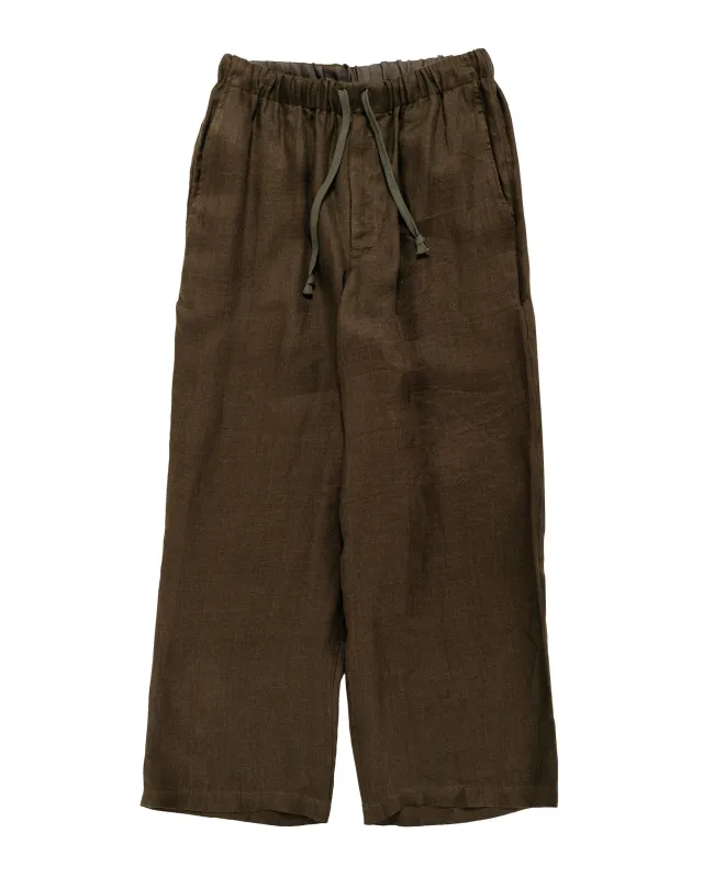 marka Wide Cylinder Fit Easy Pants Linen Gauze Double Cloth Olive made by MARKAWARE