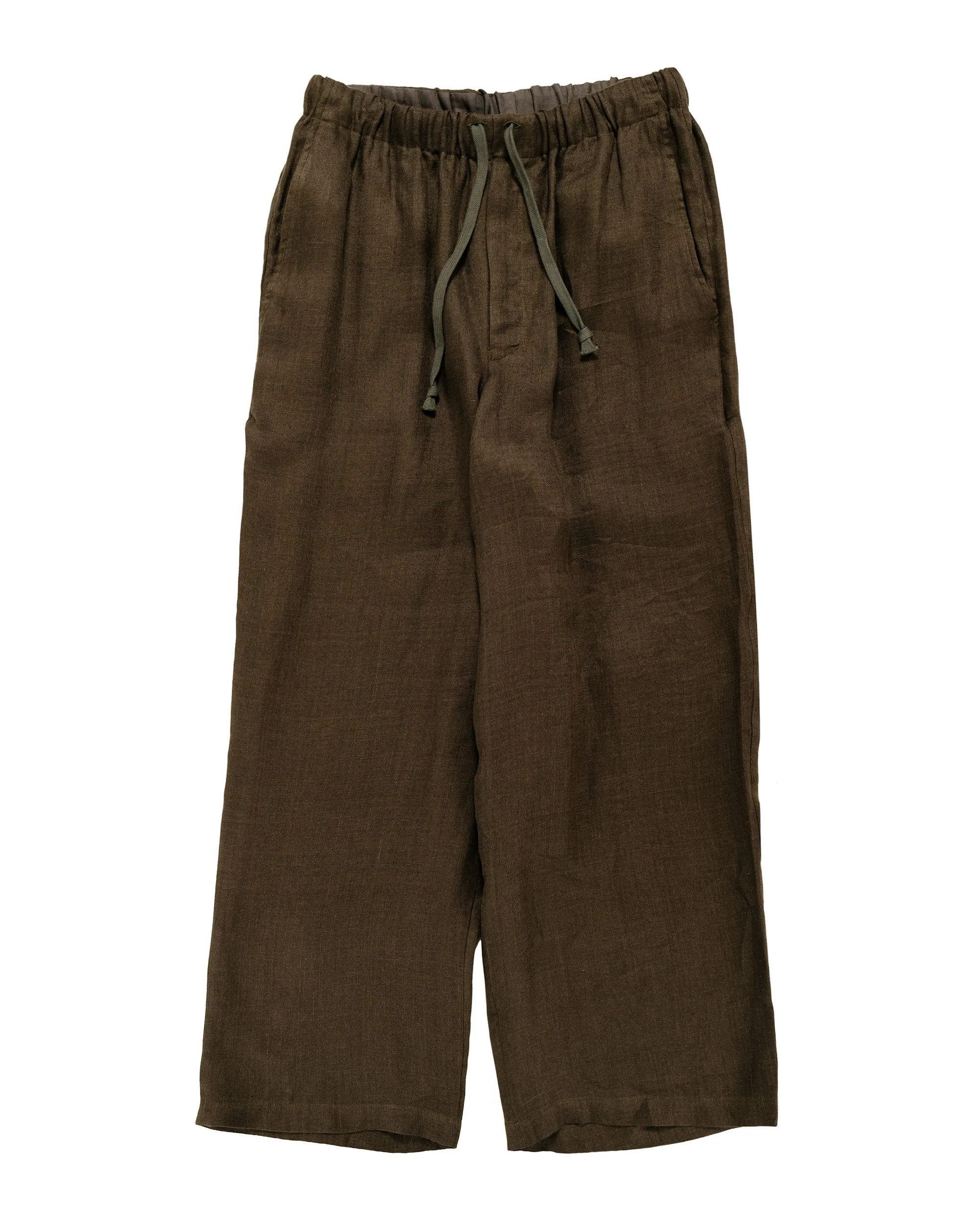 marka Wide Cylinder Fit Easy Pants Linen Gauze Double Cloth Olive sold by Lost & Found