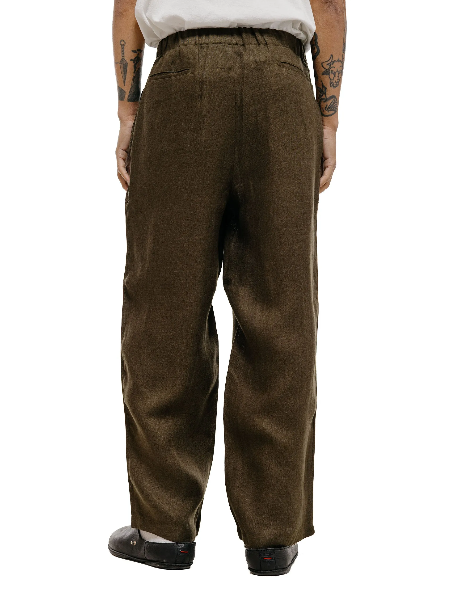 marka Wide Cylinder Fit Easy Pants Linen Gauze Double Cloth Olive sold by Lost & Found product image thumbnail 4