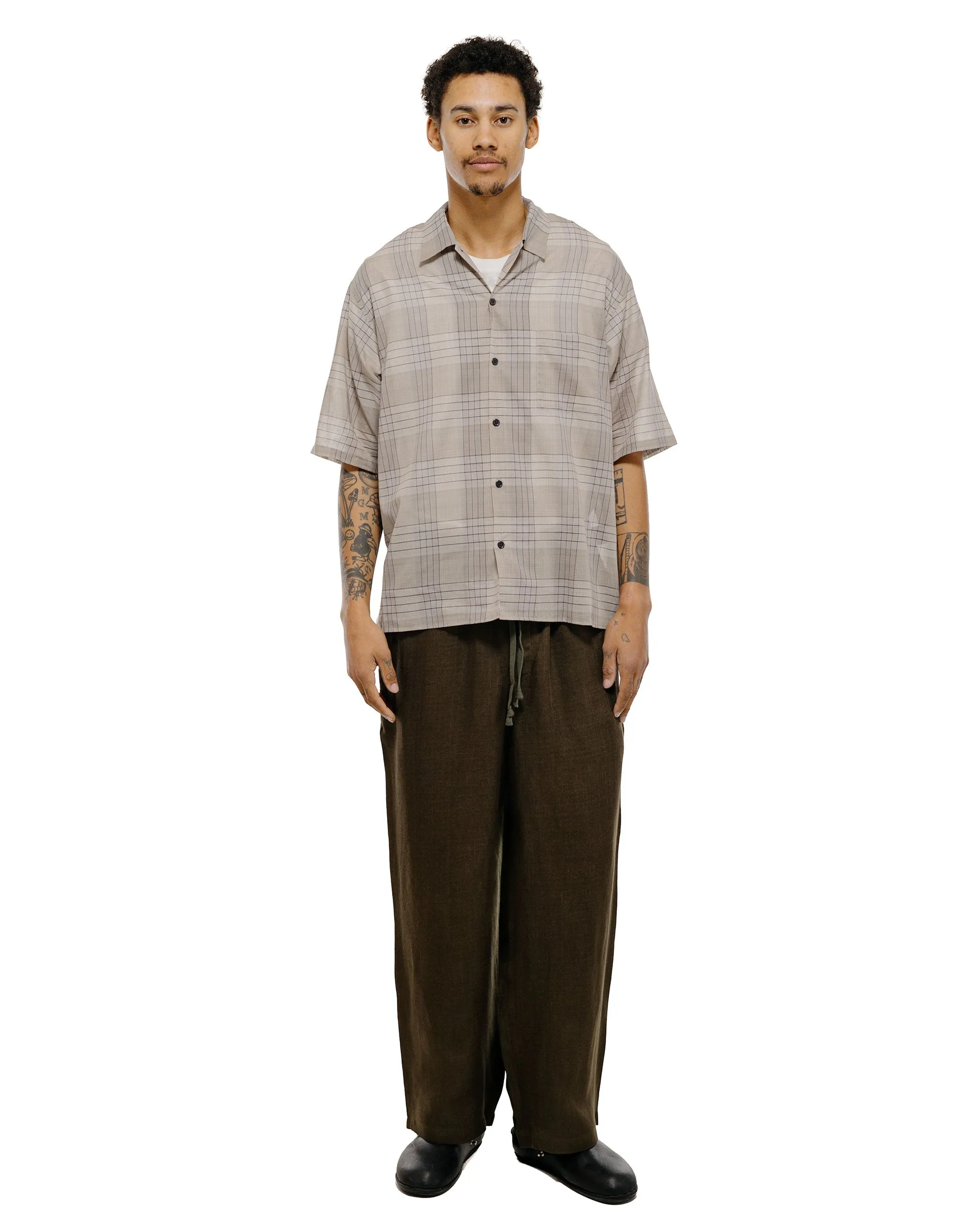 marka Wide Cylinder Fit Easy Pants Linen Gauze Double Cloth Olive sold by Lost & Found product image thumbnail 5