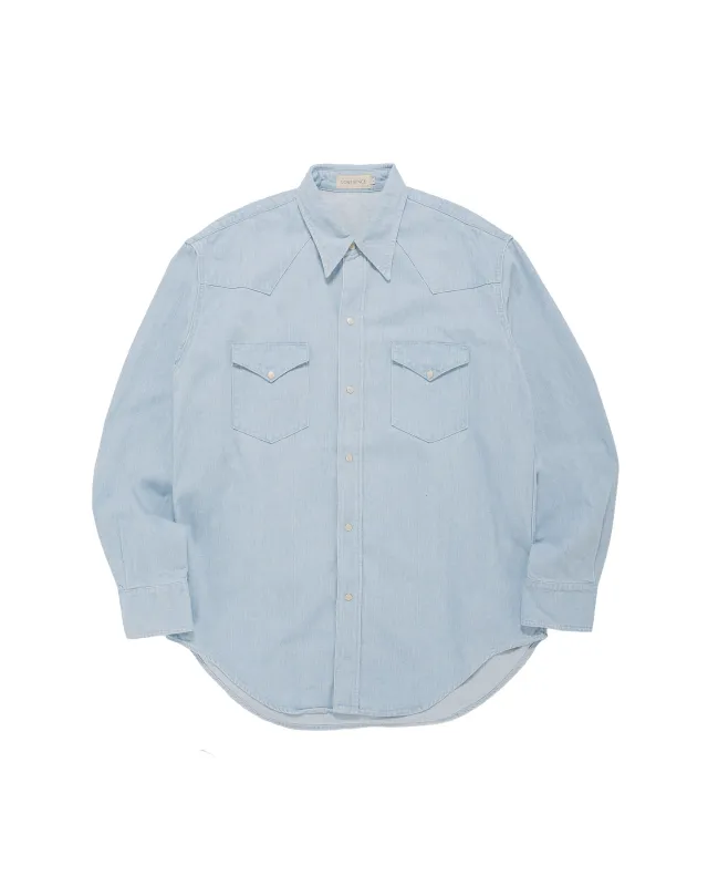 Cohérence Abiquiu 10oz Logger Selvedge Denim Shirt Aqua Blue made by Lost & Found