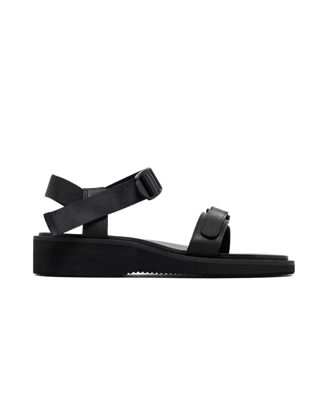 Footworks Leather Sandal Velcro Strap Black made by Lost & Found