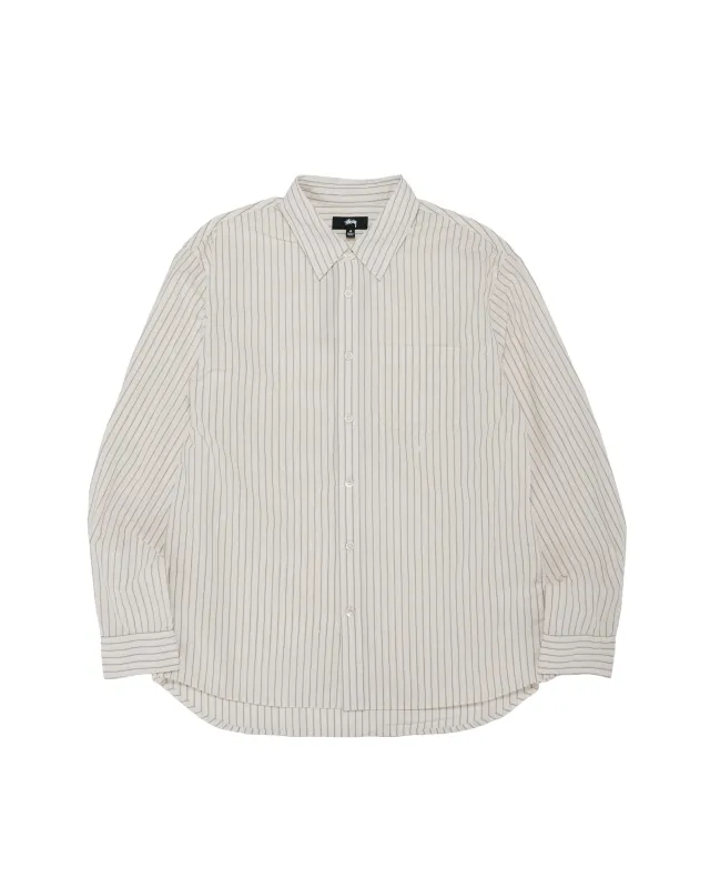Stüssy Standard LS Shirt Natural Stripe made by Stussy