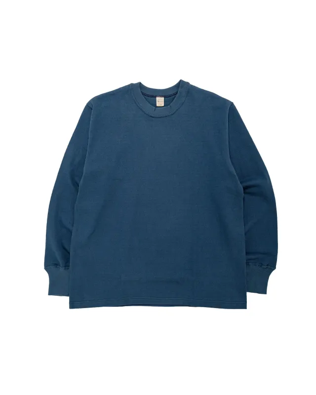 Warehouse Lot. 5914 Long Sleeve Crew Neck T-Shirt Solid Blue made by Warehouse