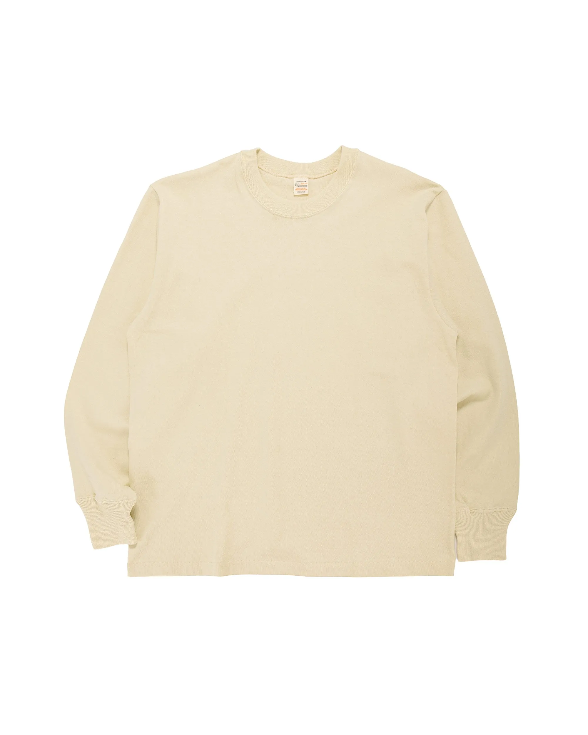 Warehouse Lot. 5914 Long Sleeve Crew Neck T-Shirt Solid Cream sold by Lost & Found