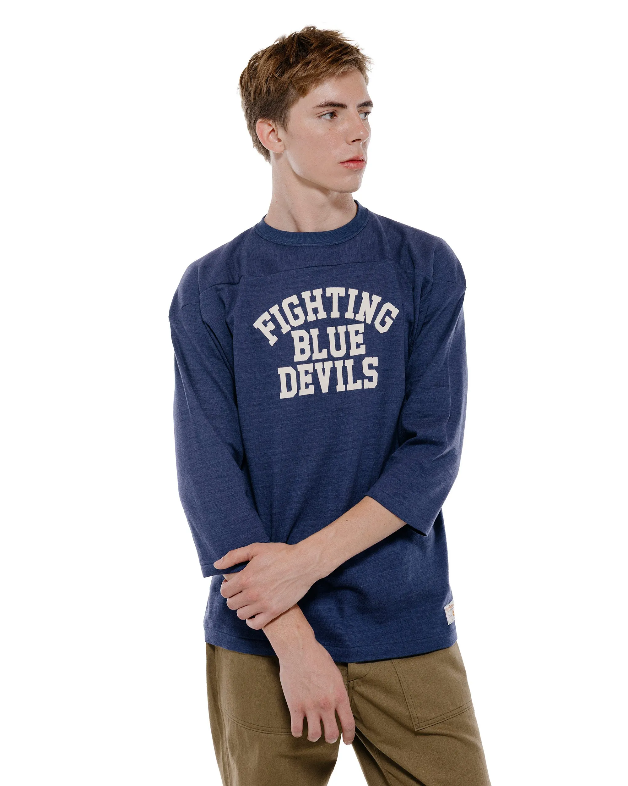 Warehouse Lot. 4063 3/4 Sleeve Football Tee Blue Devils Navy sold by Lost & Found product image thumbnail 2