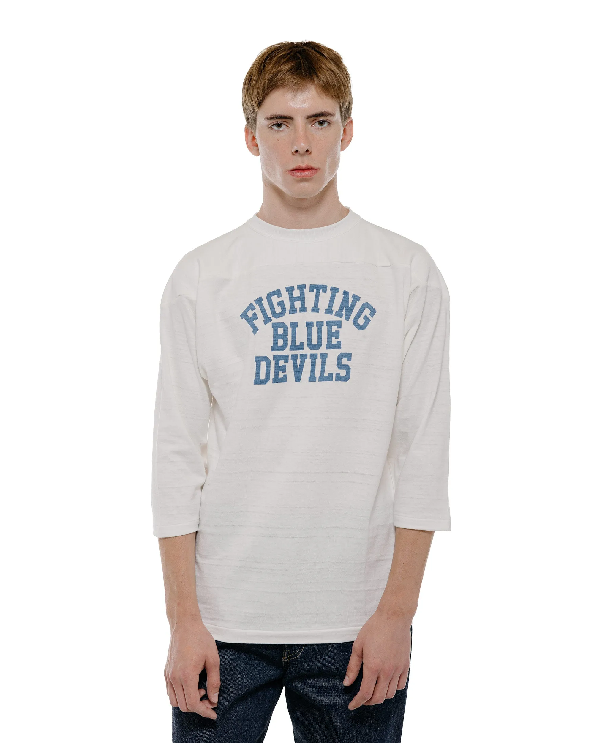 Warehouse Lot. 4063 3/4 Sleeve Football Tee Blue Devils Off White sold by Lost & Found product image thumbnail 2