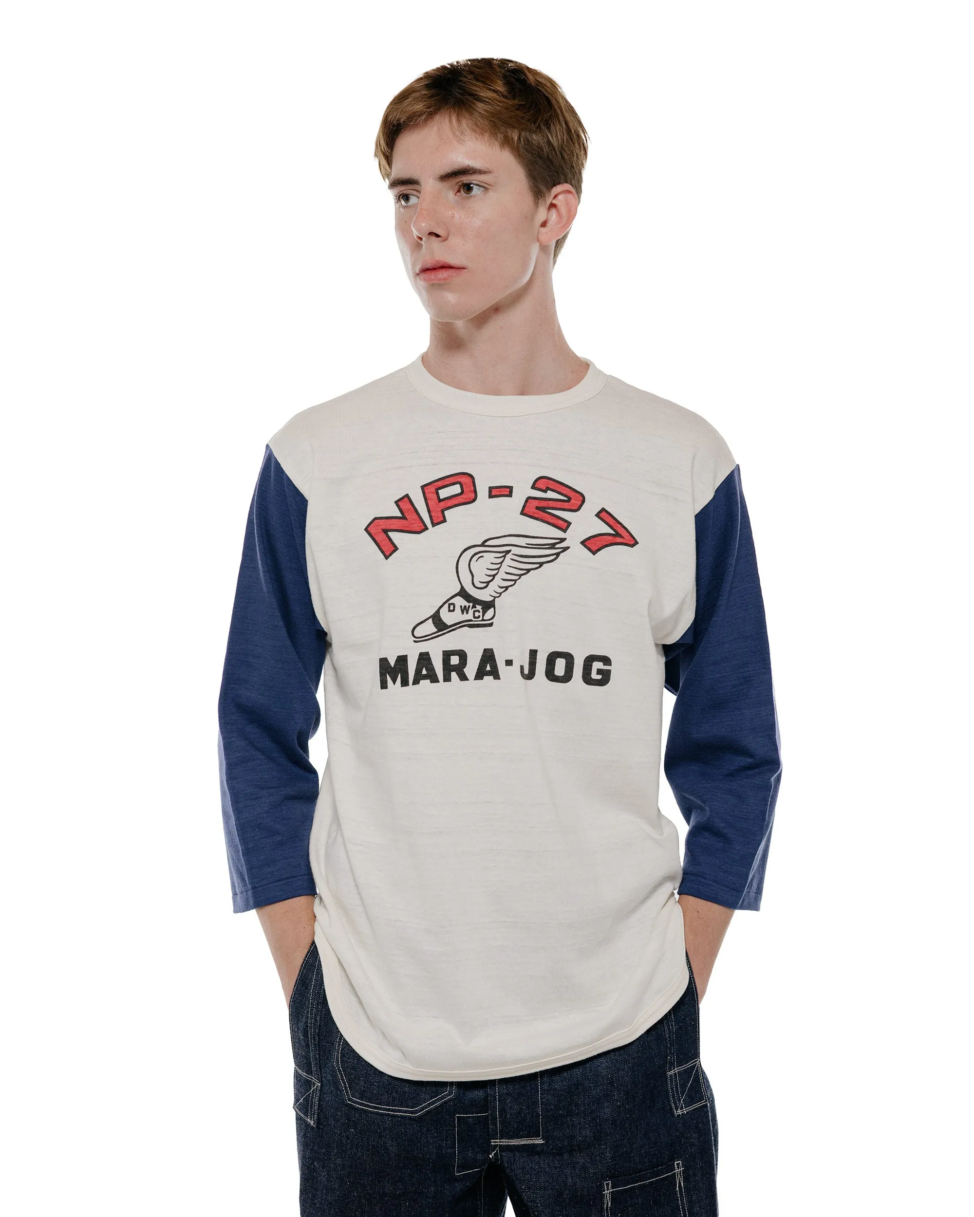 Warehouse Lot. 4800 3/4 Sleeve Baseball Tee NP-27 Cream/Navy sold by Lost & Found product image thumbnail 2