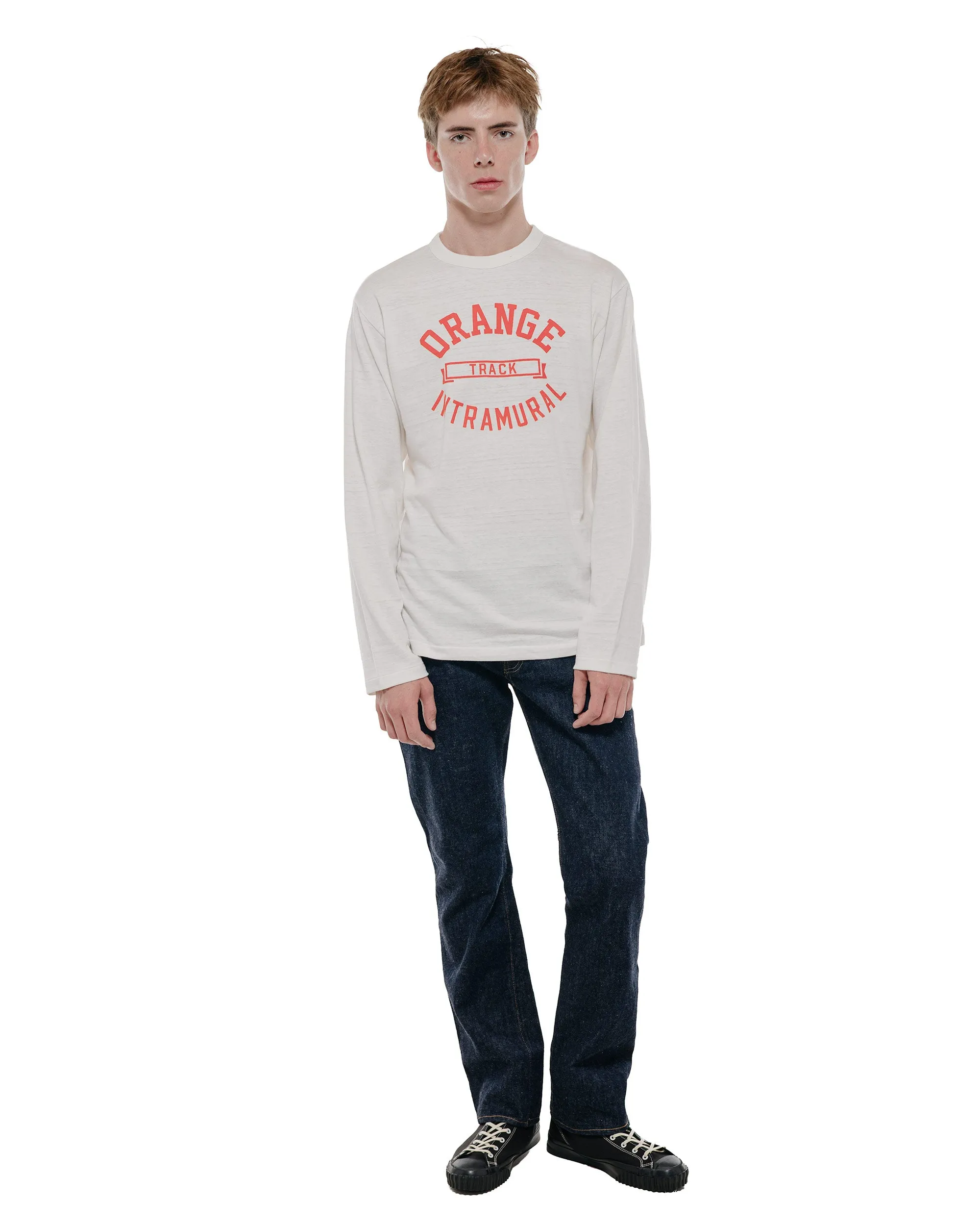 Warehouse Lot. 5906 Long Sleeve Crew Neck T-Shirt Orange Off White sold by Lost & Found product image thumbnail 4