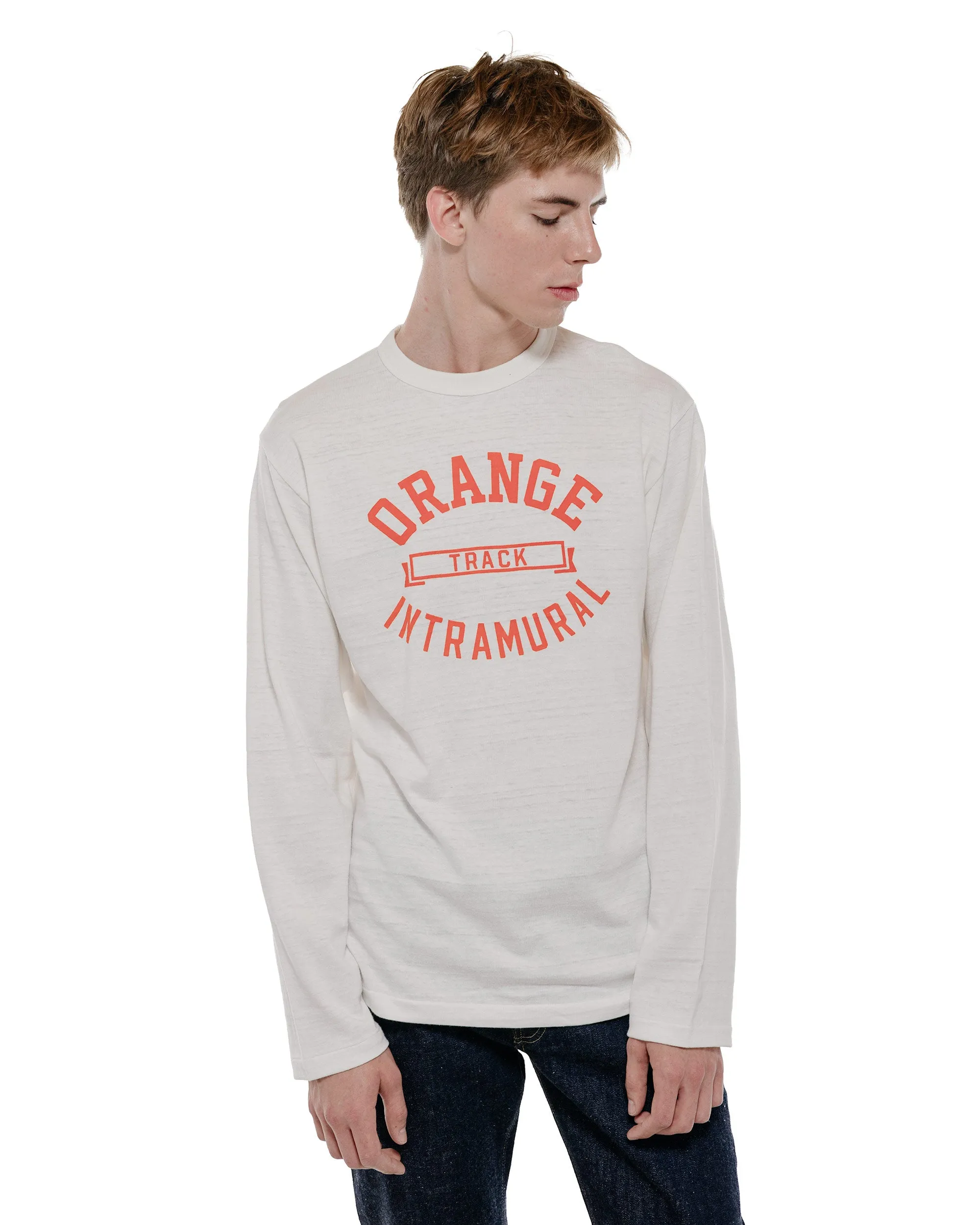 Warehouse Lot. 5906 Long Sleeve Crew Neck T-Shirt Orange Off White sold by Lost & Found product image thumbnail 2
