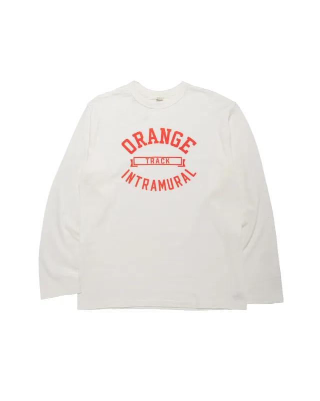 Warehouse Lot. 5906 Long Sleeve Crew Neck T-Shirt Orange Off White made by Warehouse