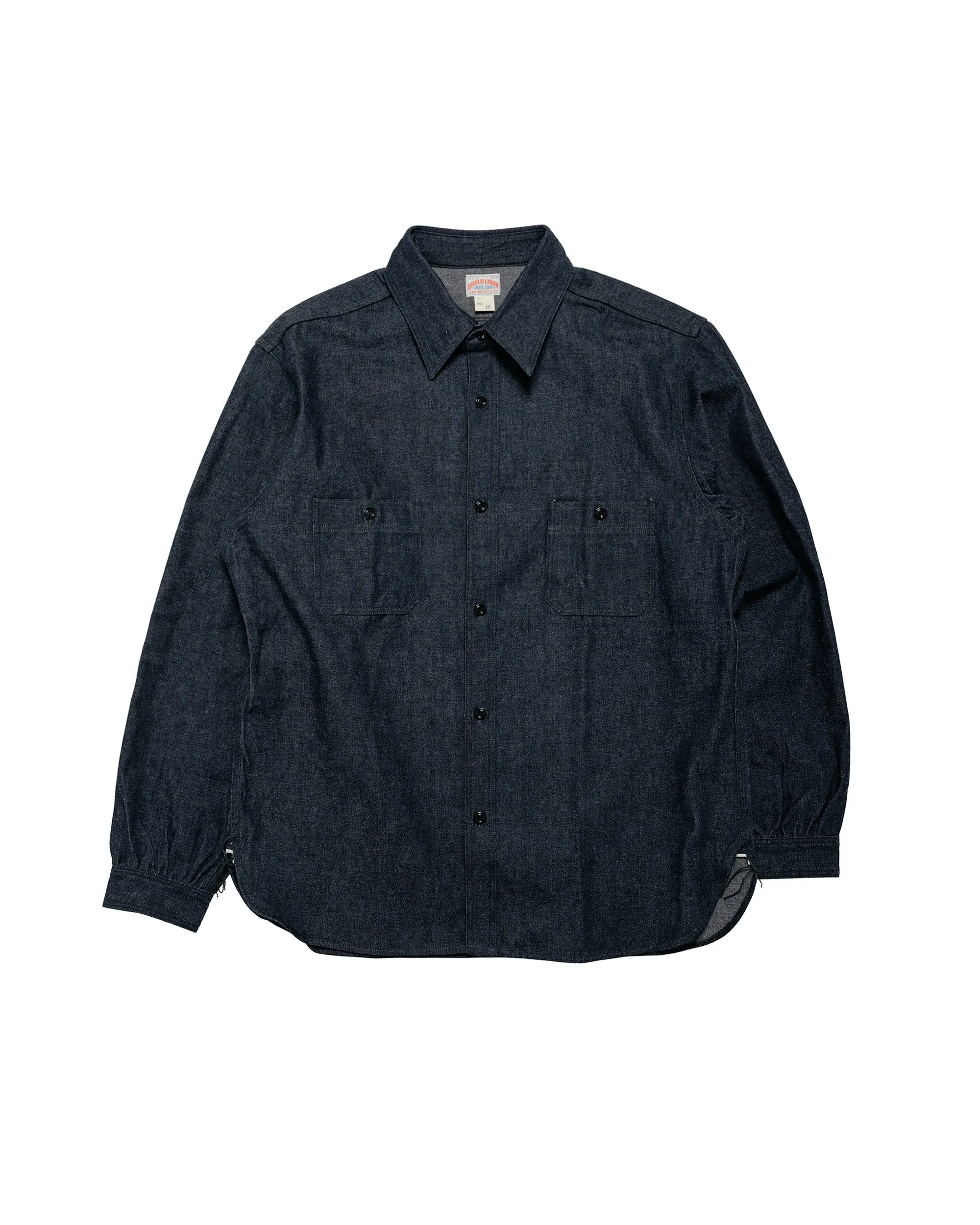 The Real McCoy's MS25103 8HU Denim Serviceman Work Shirt Indigo sold by Lost & Found