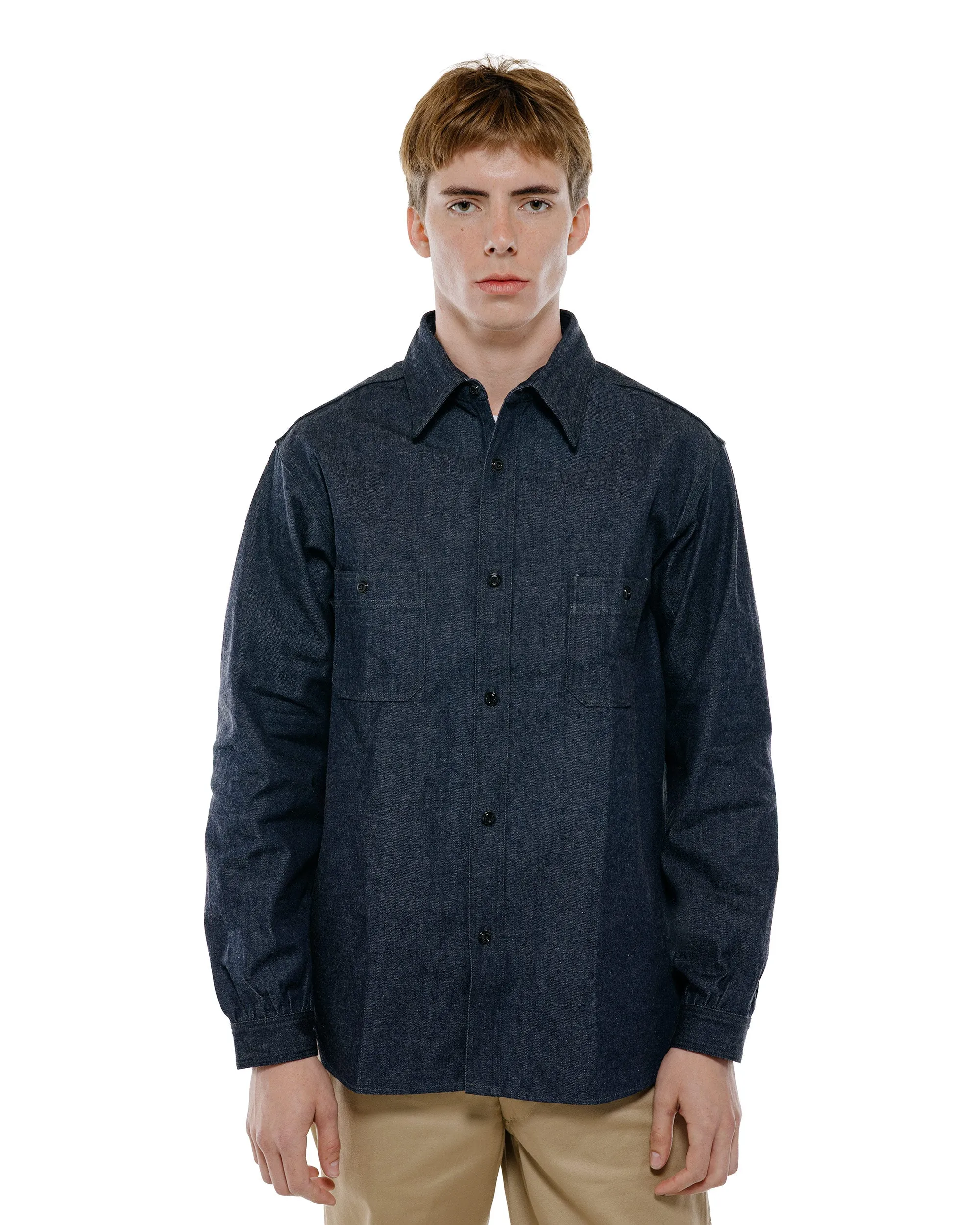 The Real McCoy's MS25103 8HU Denim Serviceman Work Shirt Indigo sold by Lost & Found product image thumbnail 2