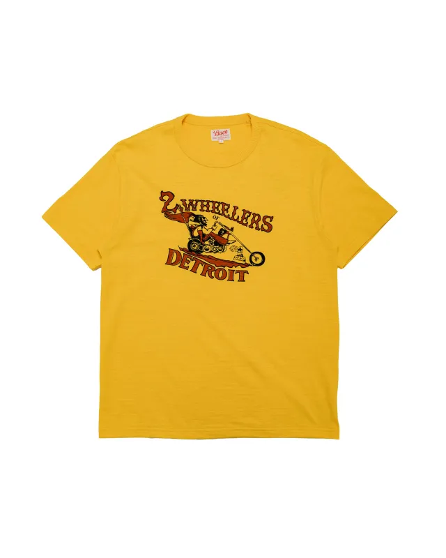 The Real McCoy's BC26009 Athletic T-Shirt / 2-Wheelers of Detroit Yellow made by The Real McCoy's