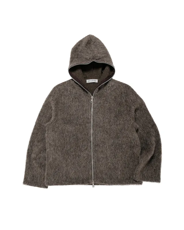 Our Legacy Full Zip Hood Mole Grey Hairy Wool made by Our Legacy