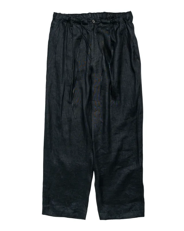 MARKAWARE Double Pleated Easy Trousers Hemp Shirting Black made by MARKAWARE