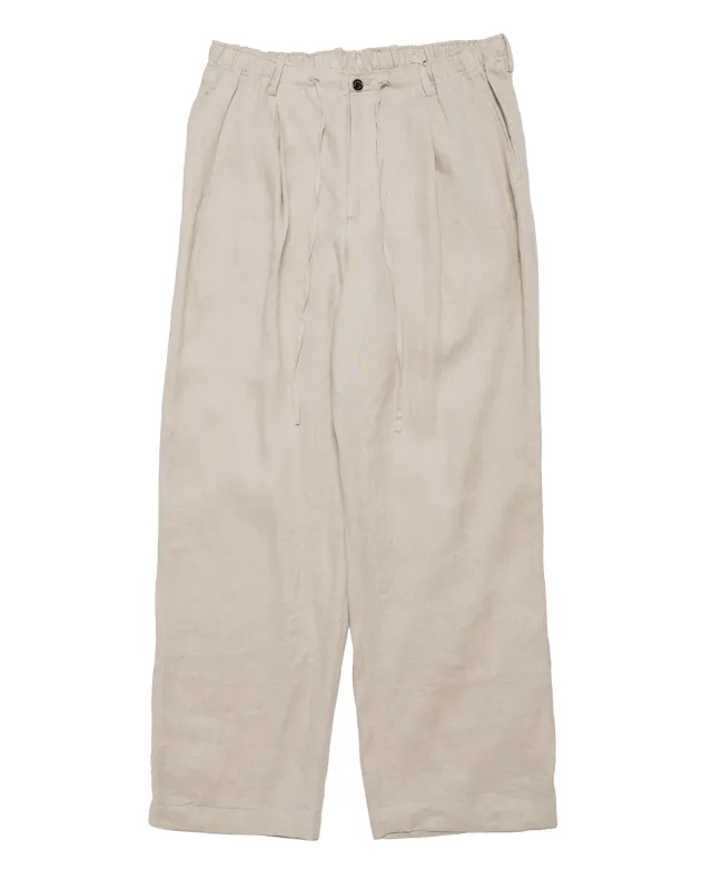 MARKAWARE Double Pleated Easy Trousers Hemp Shirting Taupe made by MARKAWARE