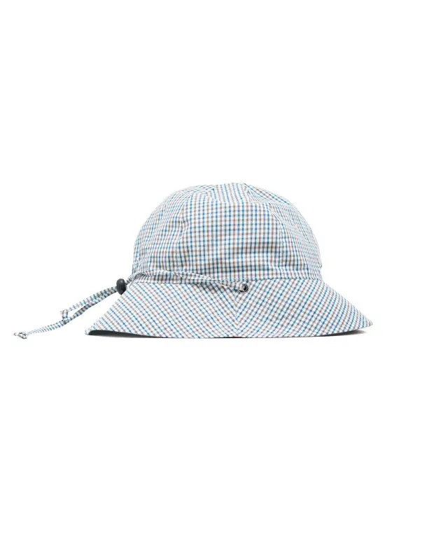 Found Feather Military Sun Hat (Reversible) White Check made by Found Feather