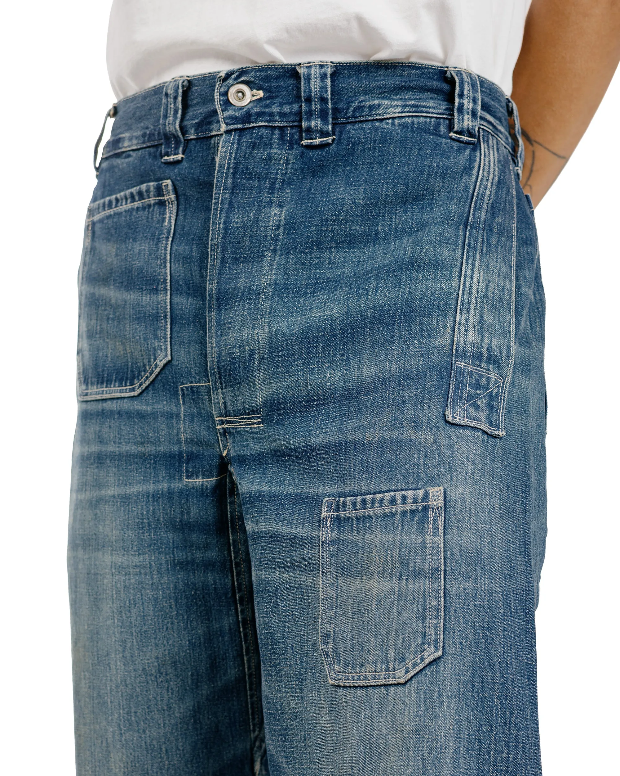 Warehouse Lot. JG-01 1910s Netmaker's Trousers Indigo Denim Used Wash sold by Lost & Found product image thumbnail 3