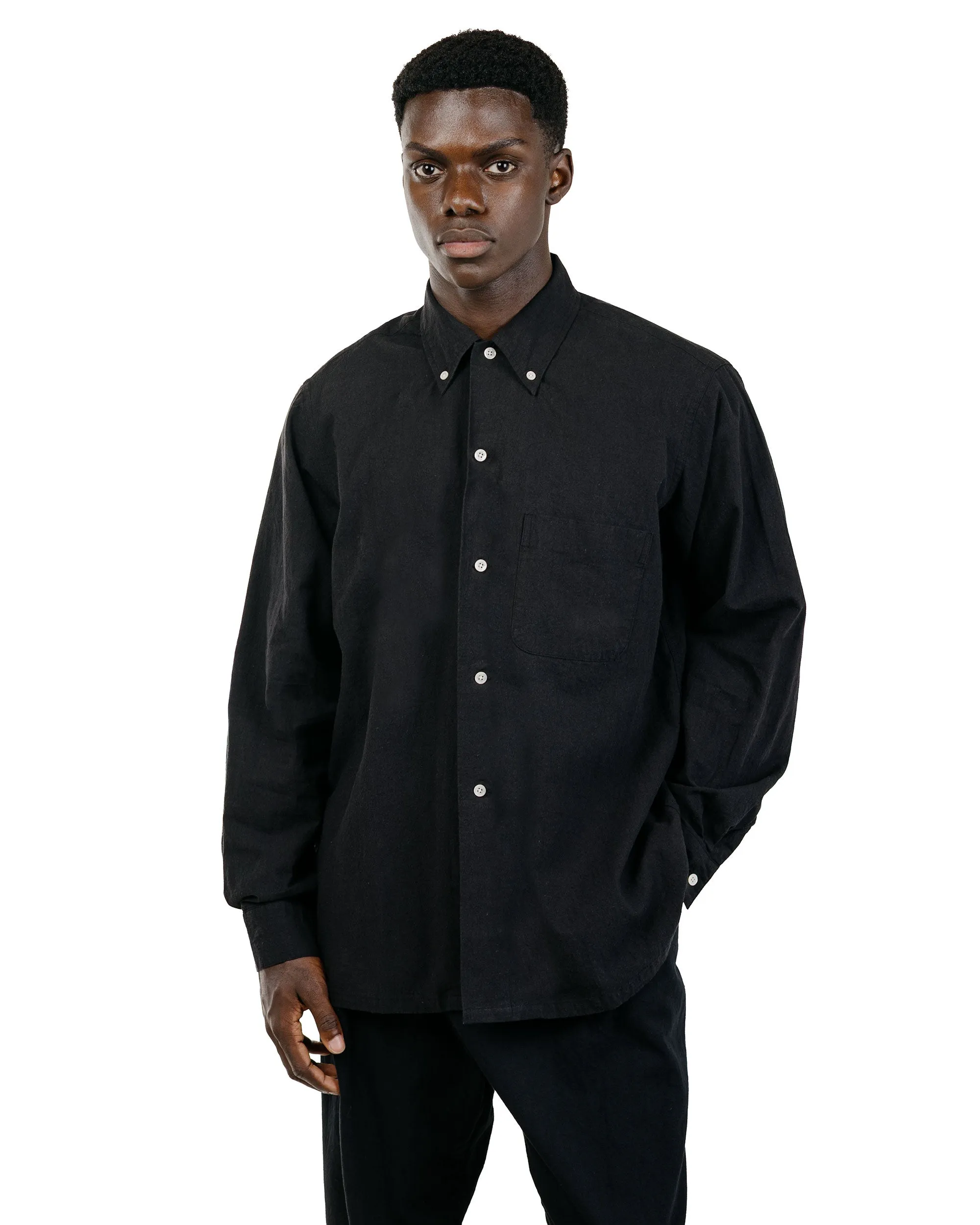 Beams Plus Lost & Found Open B.D. Linen Cotton Black sold by Lost & Found product image thumbnail 2
