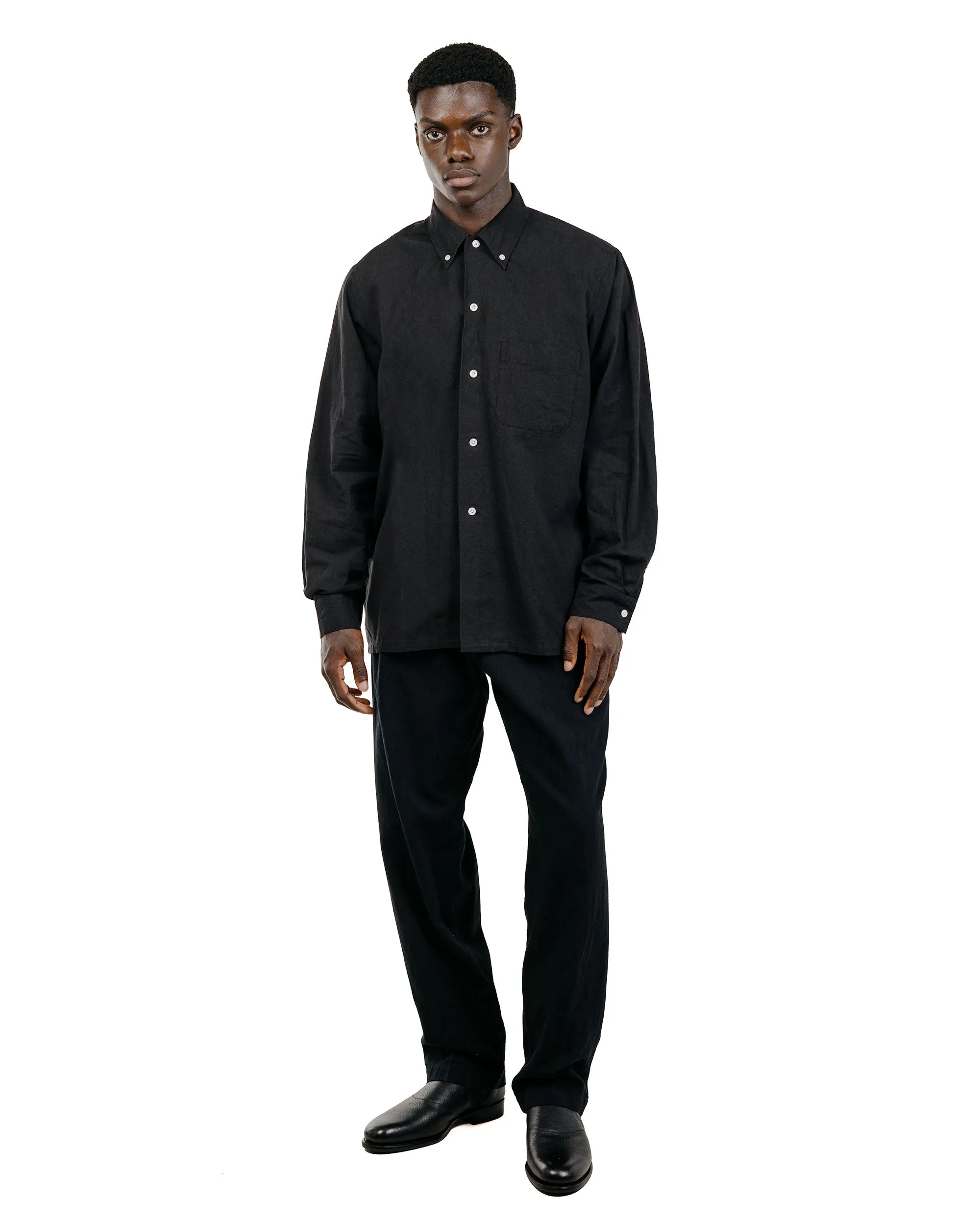 Beams Plus Lost & Found Open B.D. Linen Cotton Black sold by Lost & Found product image thumbnail 5