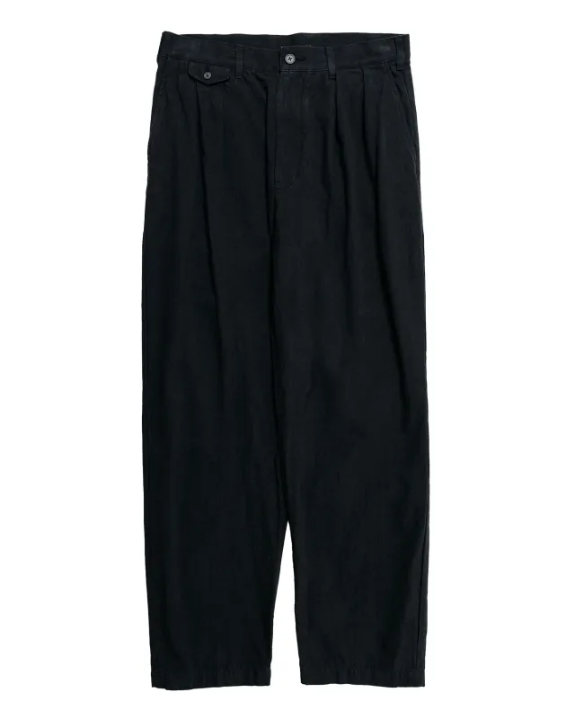 Beams Plus Lost & Found 2Pleats Trousers Cotton Linen Black made by BEAMS PLUS