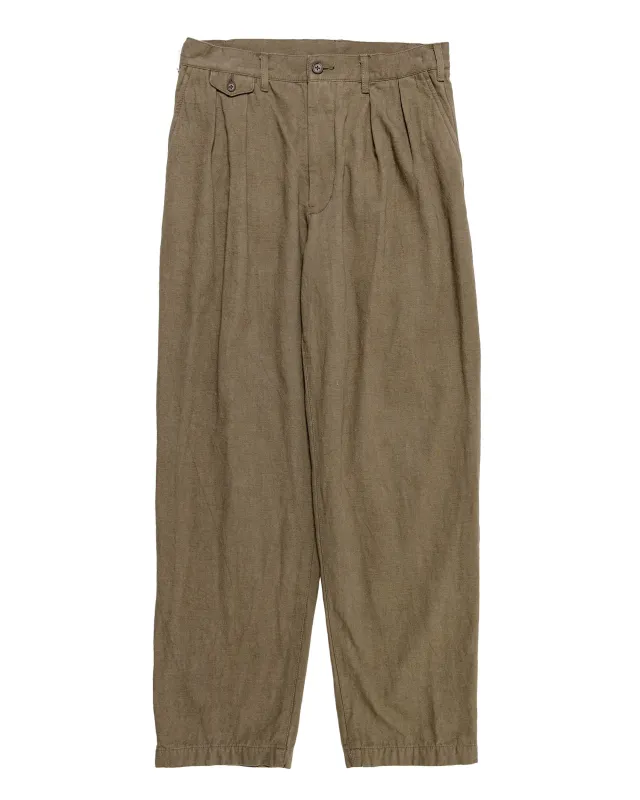 Beams Plus Lost & Found 2Pleats Trousers Cotton Linen Olive made by BEAMS PLUS