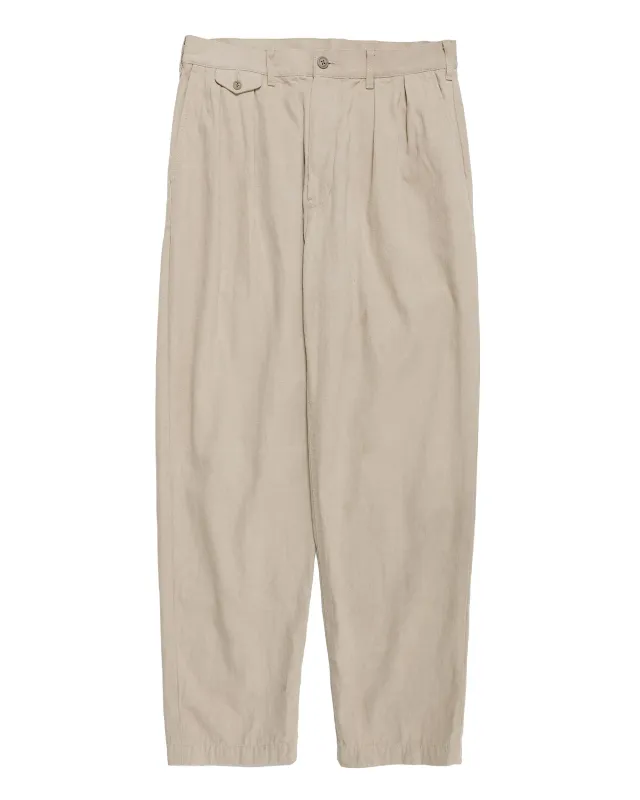 Beams Plus Lost & Found 2Pleats Trousers Cotton Linen Khaki made by BEAMS PLUS