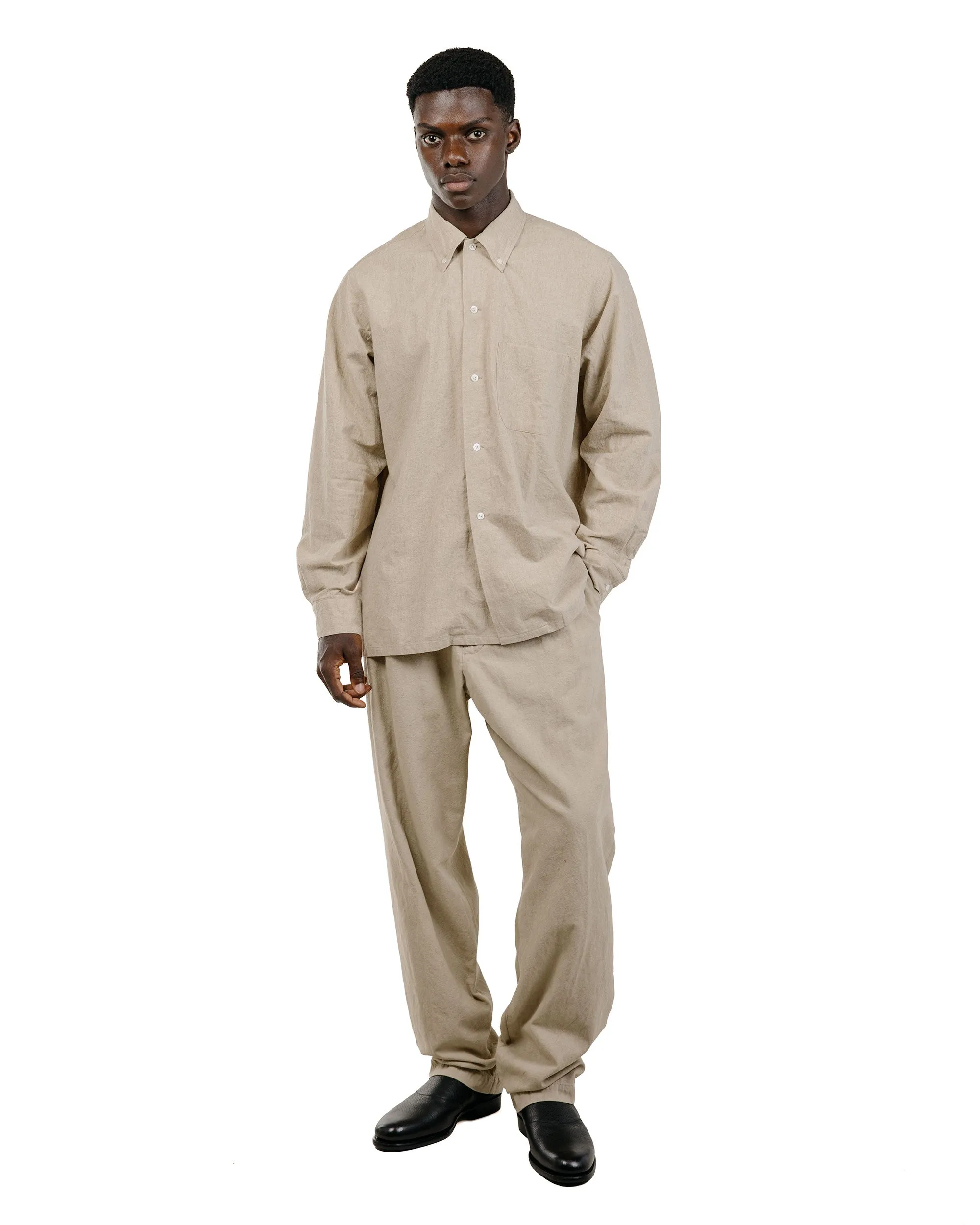 Beams Plus Lost & Found 2Pleats Trousers Cotton Linen Khaki sold by Lost & Found product image thumbnail 5