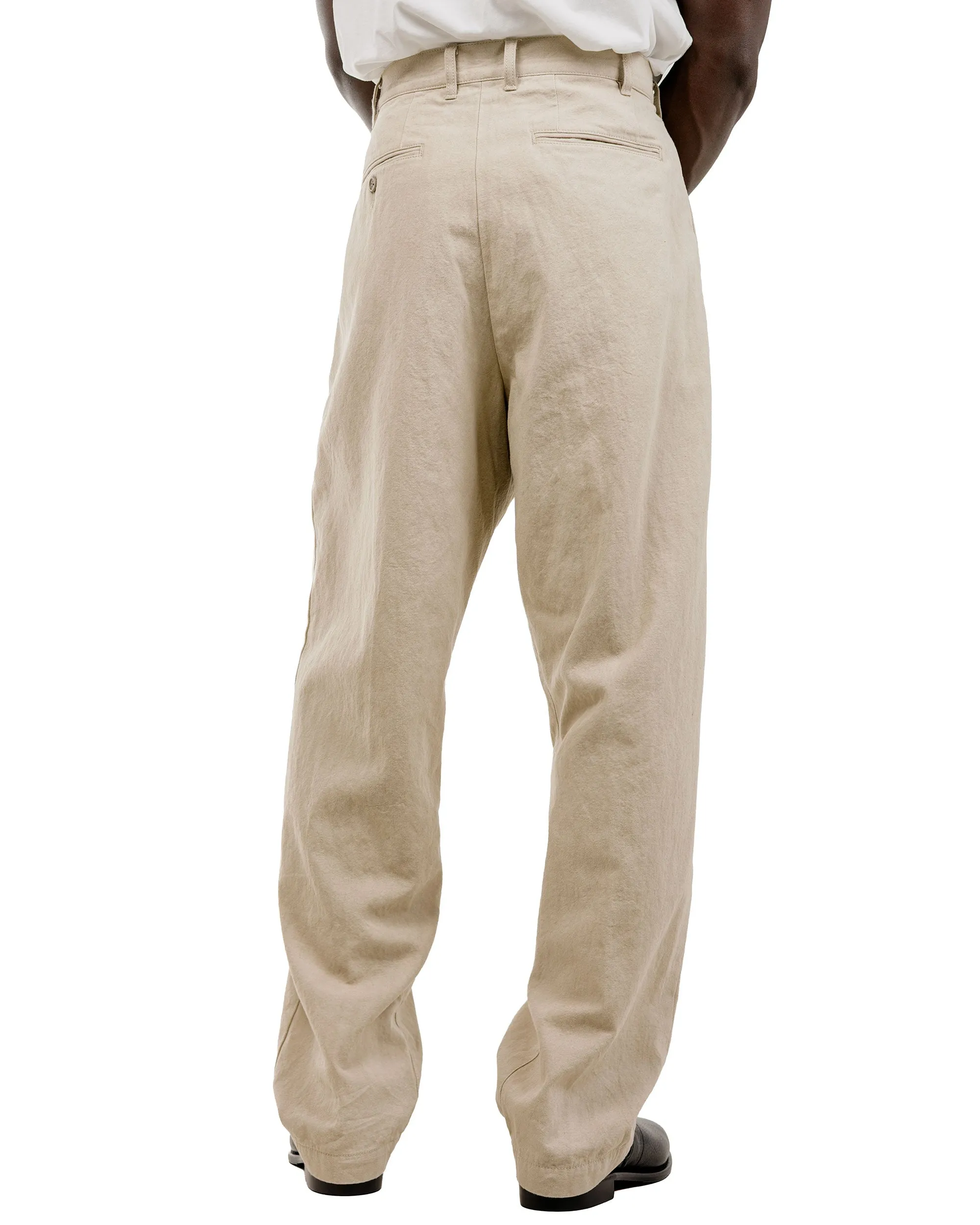Beams Plus Lost & Found 2Pleats Trousers Cotton Linen Khaki sold by Lost & Found product image thumbnail 4