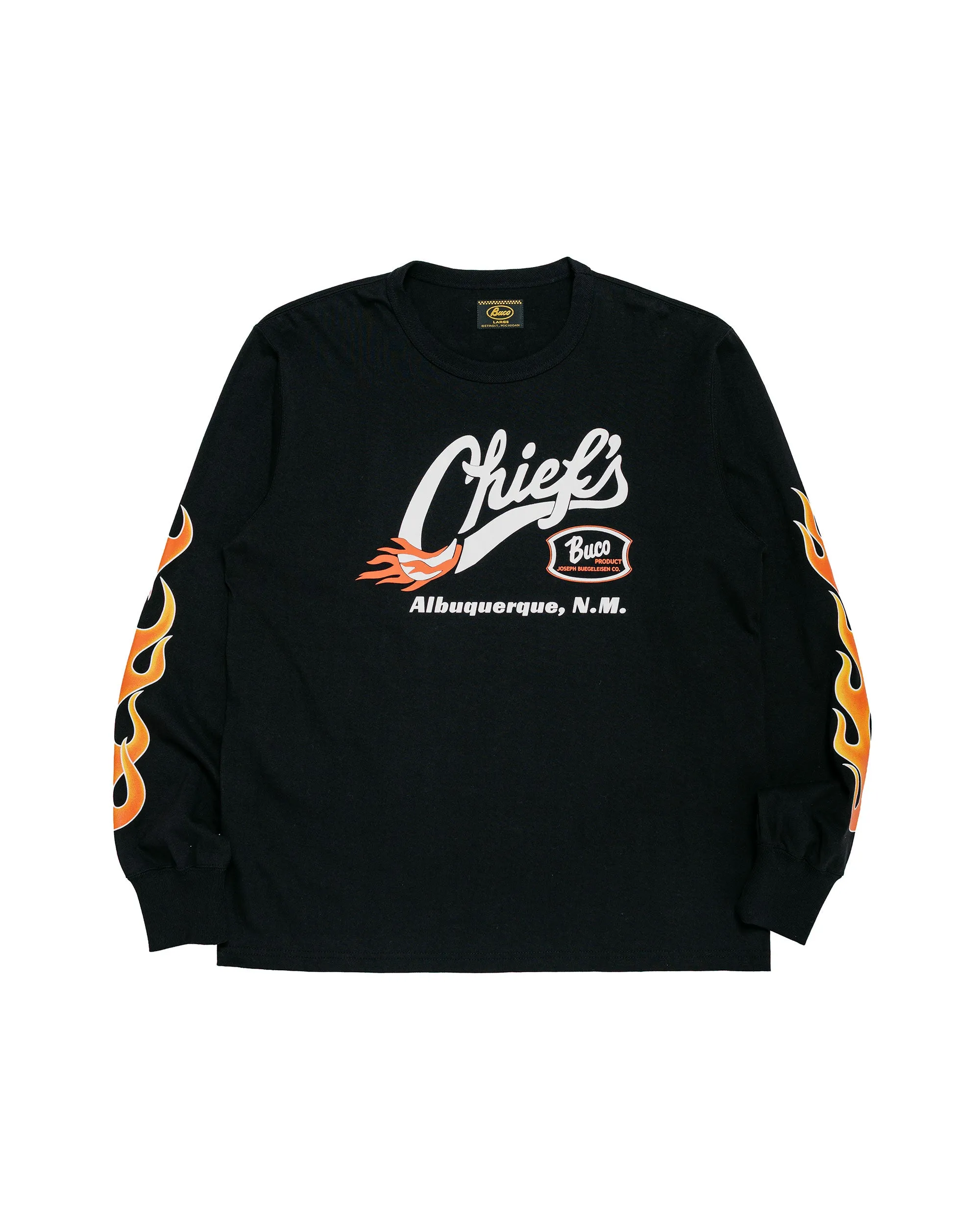 The Real McCoy's BC26005 BUCO L/S Tee / Chiefs Black/Red sold by Lost & Found