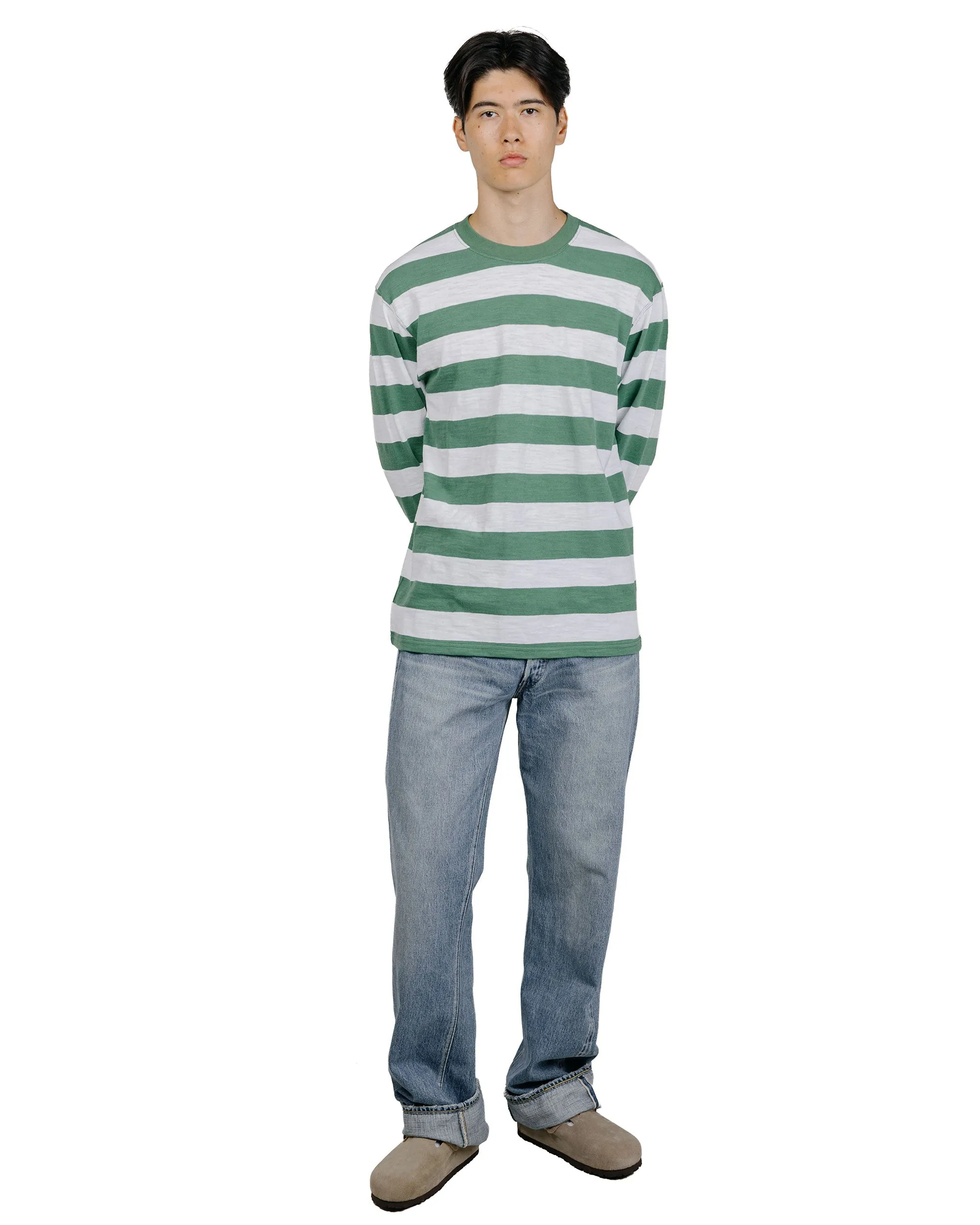 The Real McCoy's BC24001 Buco Stripe Tee L/S White/Green sold by Lost & Found product image thumbnail 4