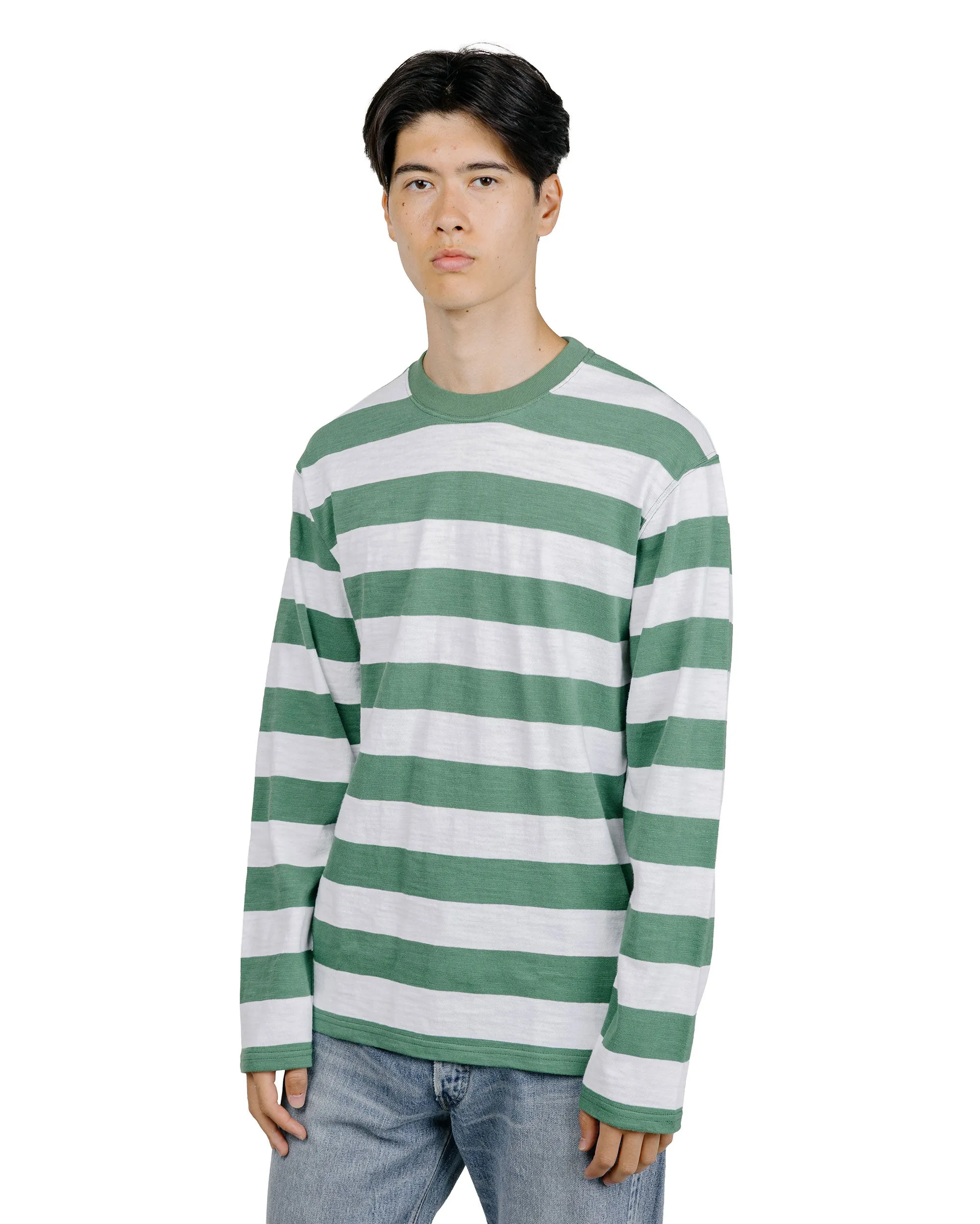 The Real McCoy's BC24001 Buco Stripe Tee L/S White/Green sold by Lost & Found product image thumbnail 2