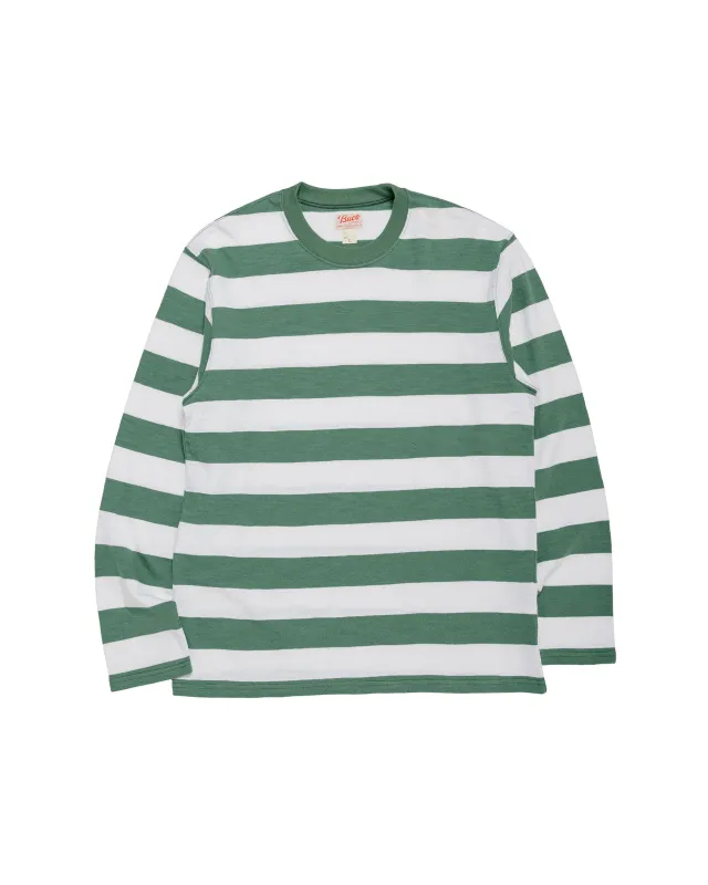 The Real McCoy's BC24001 Buco Stripe Tee L/S White/Green made by The Real McCoy's