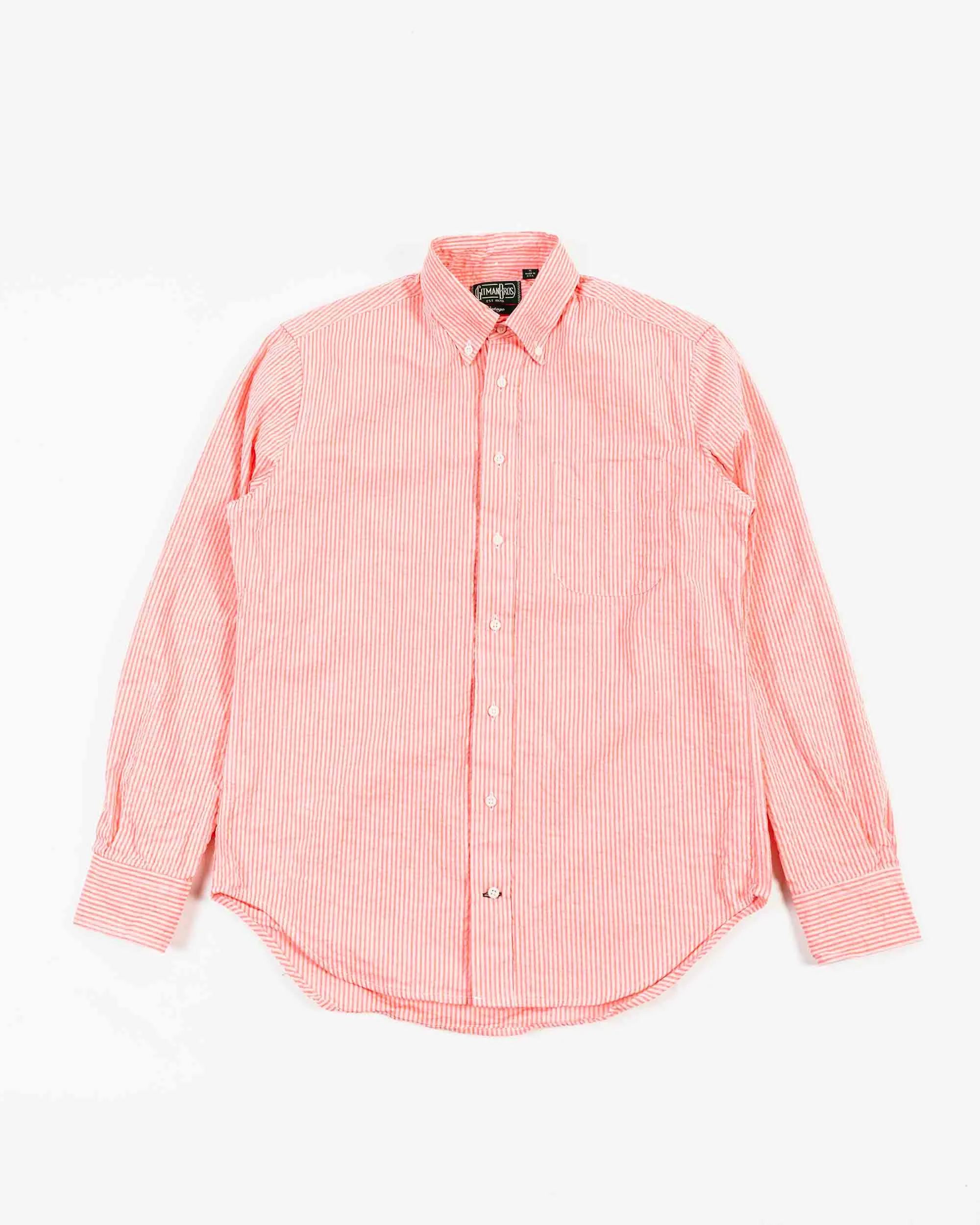 Gitman Vintage Bros. Red Tonal Stripe Seersucker Shirt sold by Lost & Found