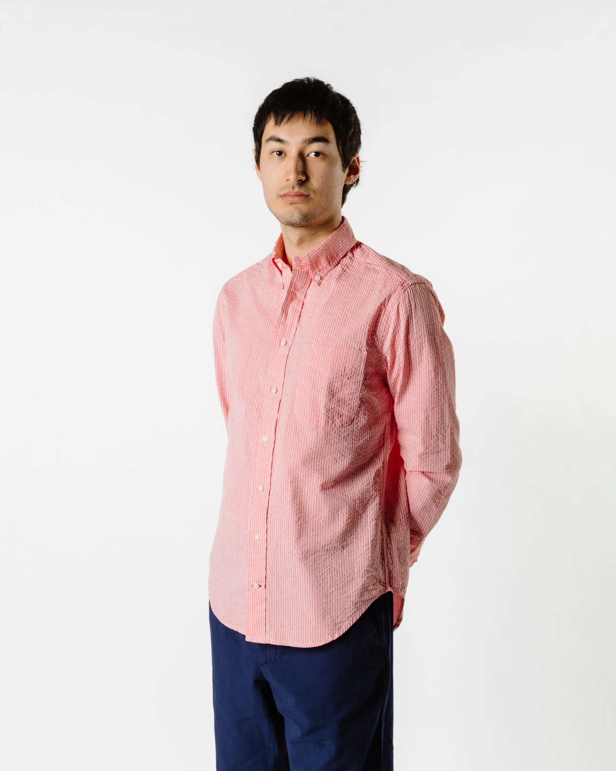 Gitman Vintage Bros. Red Tonal Stripe Seersucker Shirt sold by Lost & Found product image thumbnail 3