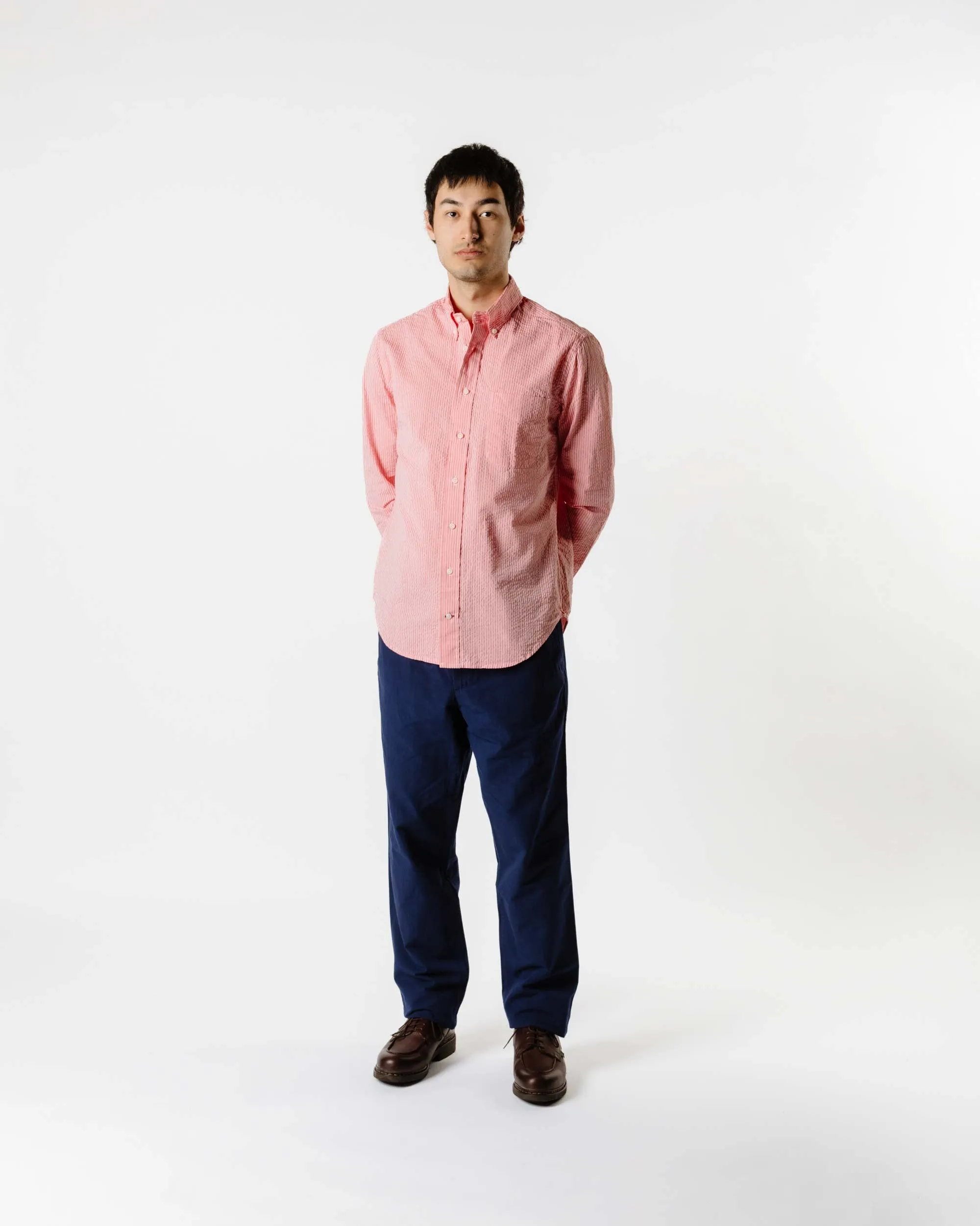 Gitman Vintage Bros. Red Tonal Stripe Seersucker Shirt sold by Lost & Found product image thumbnail 2
