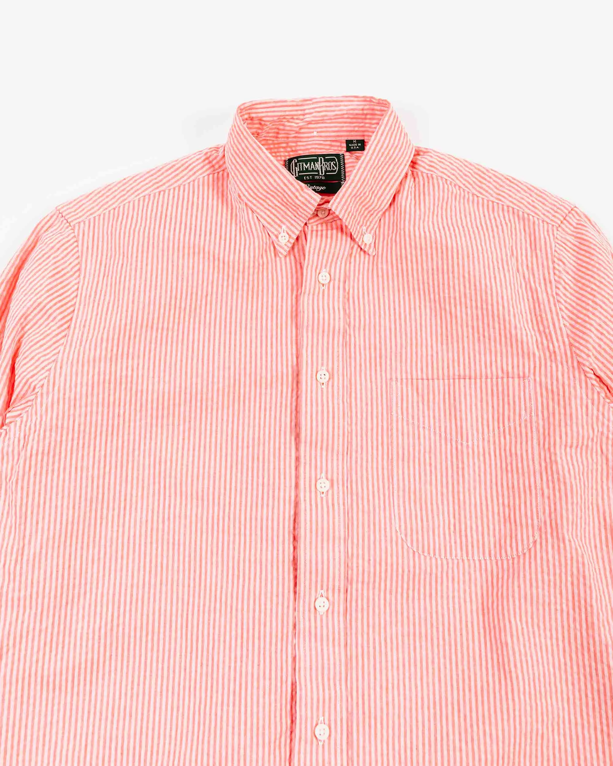 Gitman Vintage Bros. Red Tonal Stripe Seersucker Shirt sold by Lost & Found product image thumbnail 5