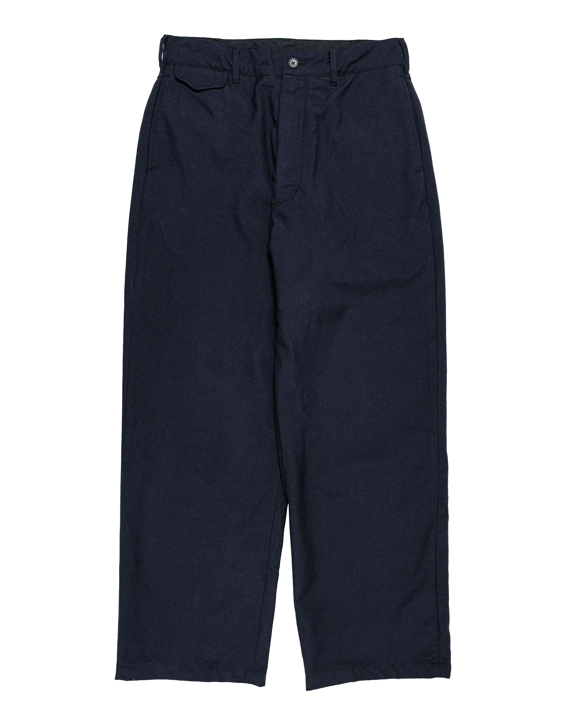 Engineered Garments Officer Pant Dark Navy Wool Uniform Serge sold by Lost & Found