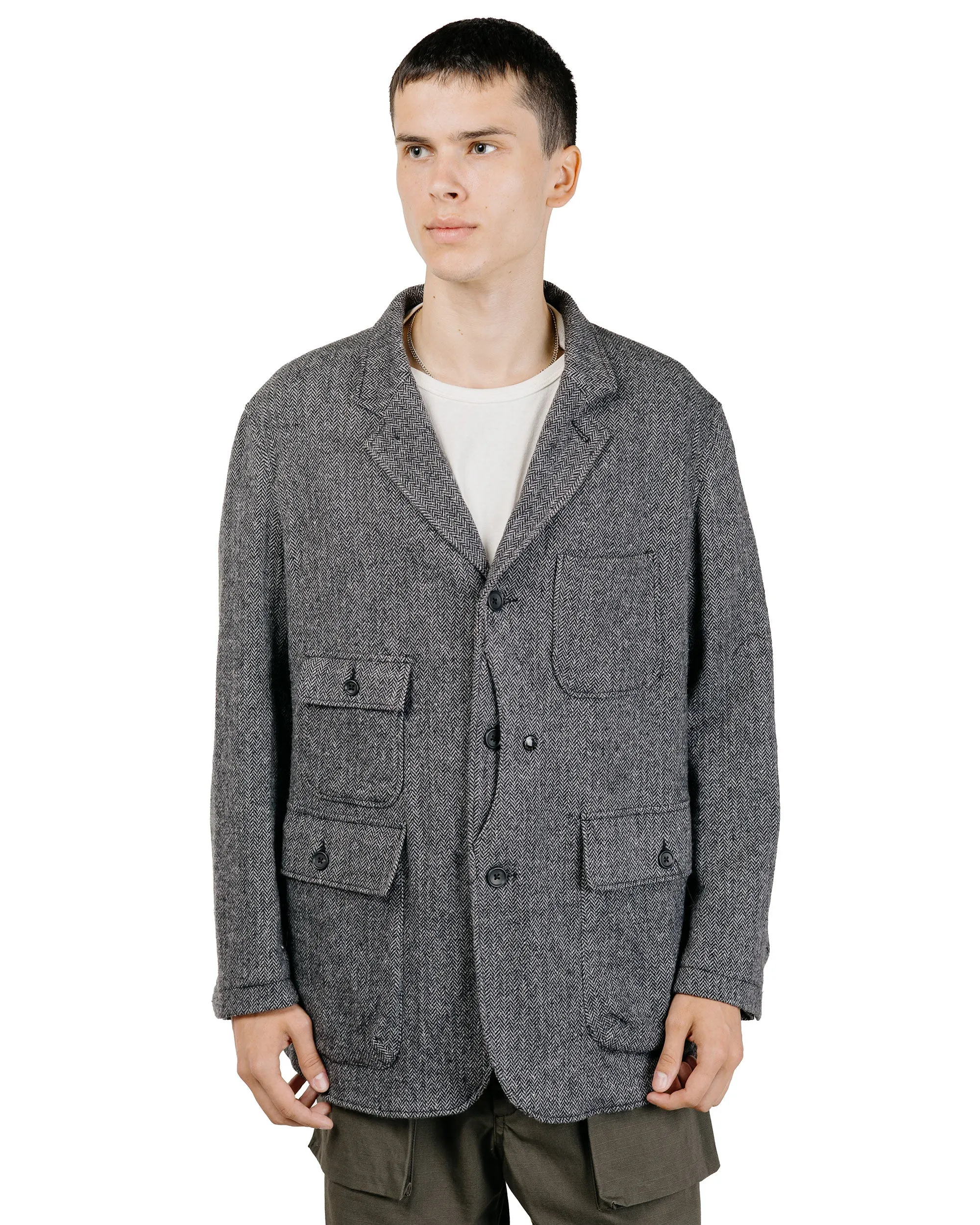 Engineered Garments Upland Jacket Grey Poly Wool Herringbone sold by Lost & Found product image thumbnail 2