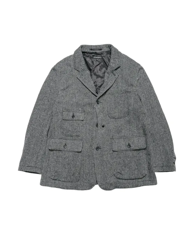 Engineered Garments Upland Jacket Grey Poly Wool Herringbone made by Engineered Garments