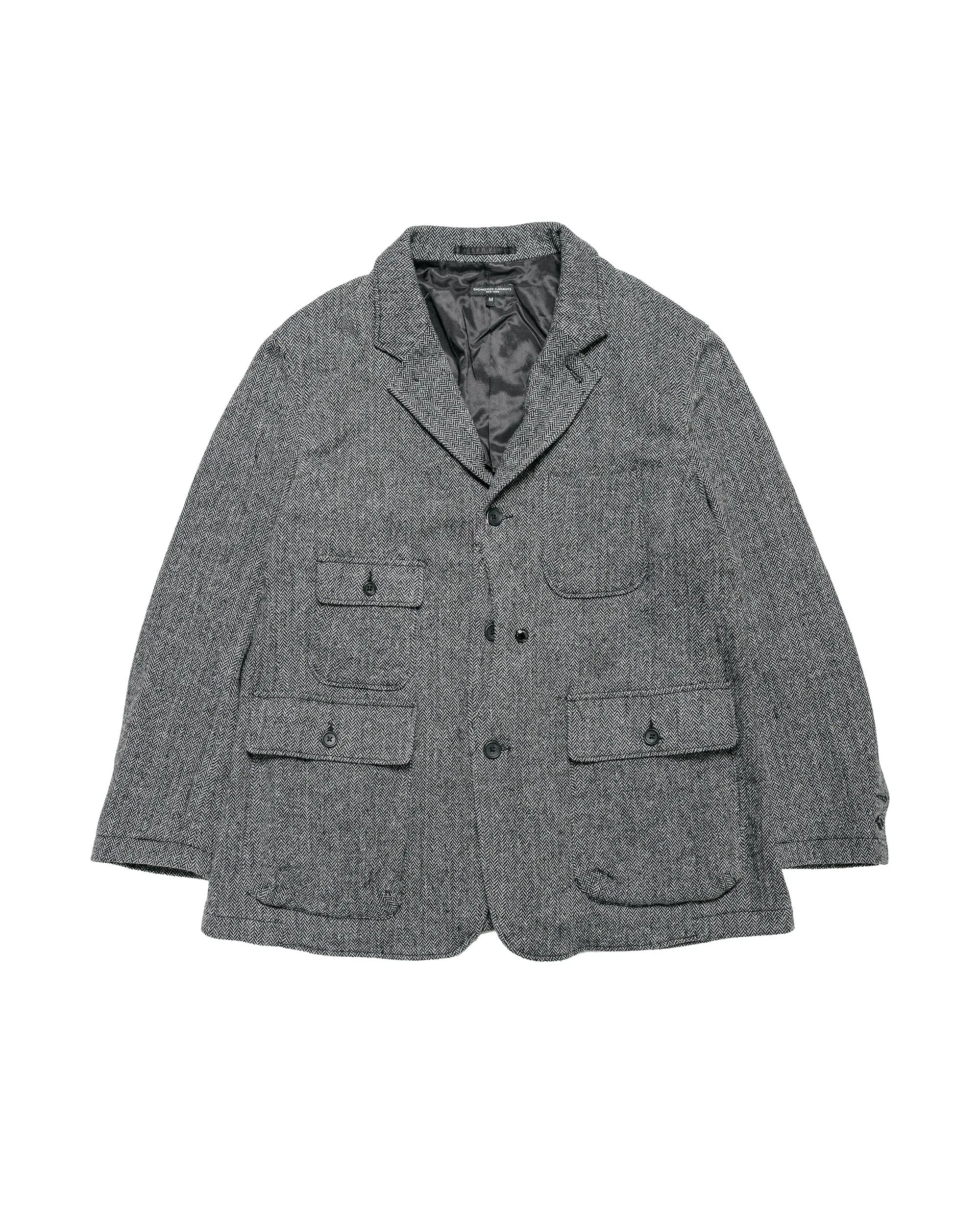 Engineered Garments Upland Jacket Grey Poly Wool Herringbone sold by Lost & Found
