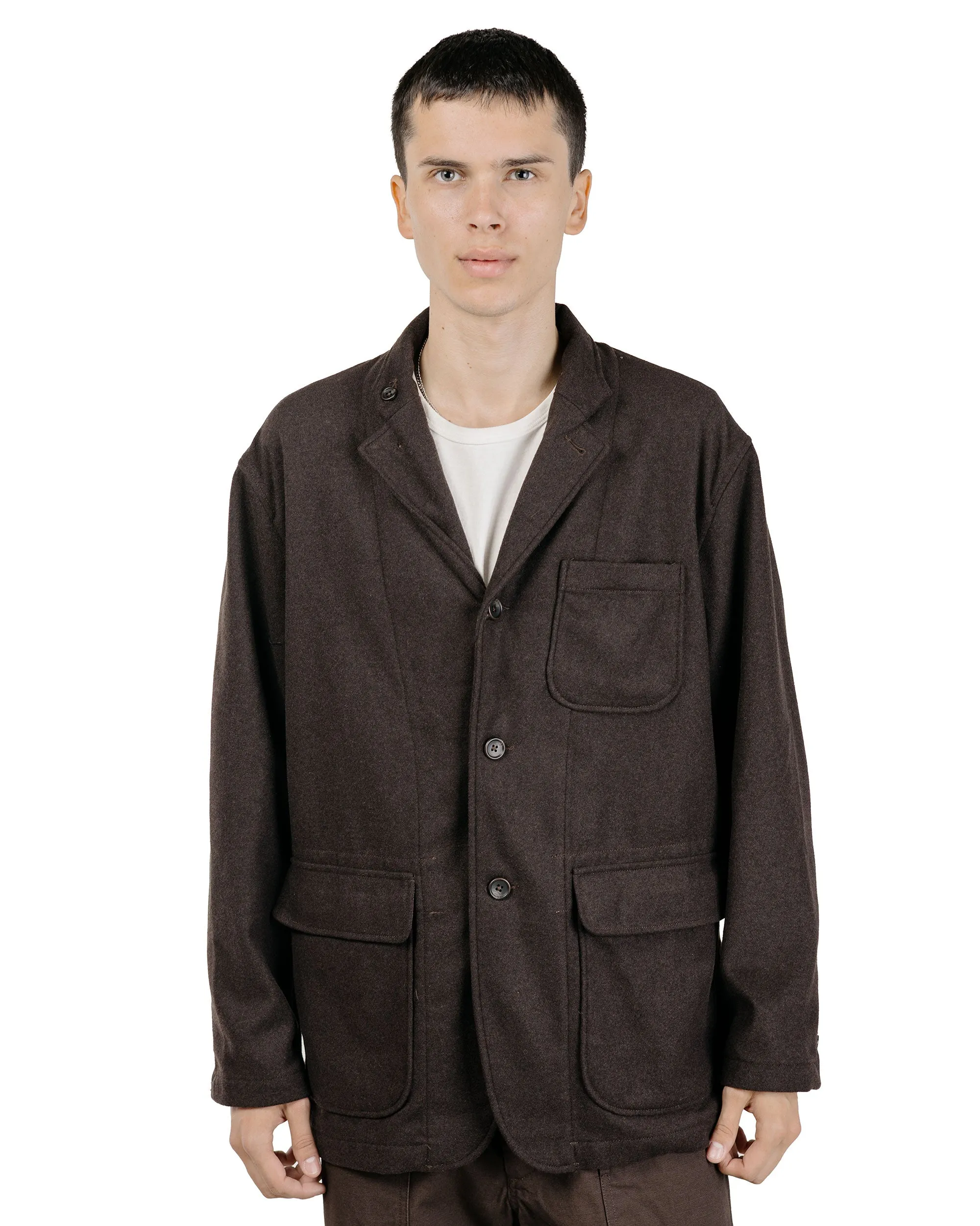 Engineered Garments Loiter Jacket Dk.Brown Poly Wool Heavy Flannel sold by Lost & Found product image thumbnail 2