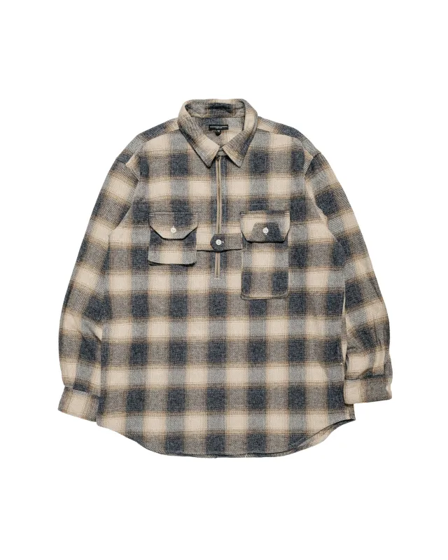 Engineered Garments Binocular Shirt Khaki Cotton Heavy Shadow Plaid Flannel made by Engineered Garments