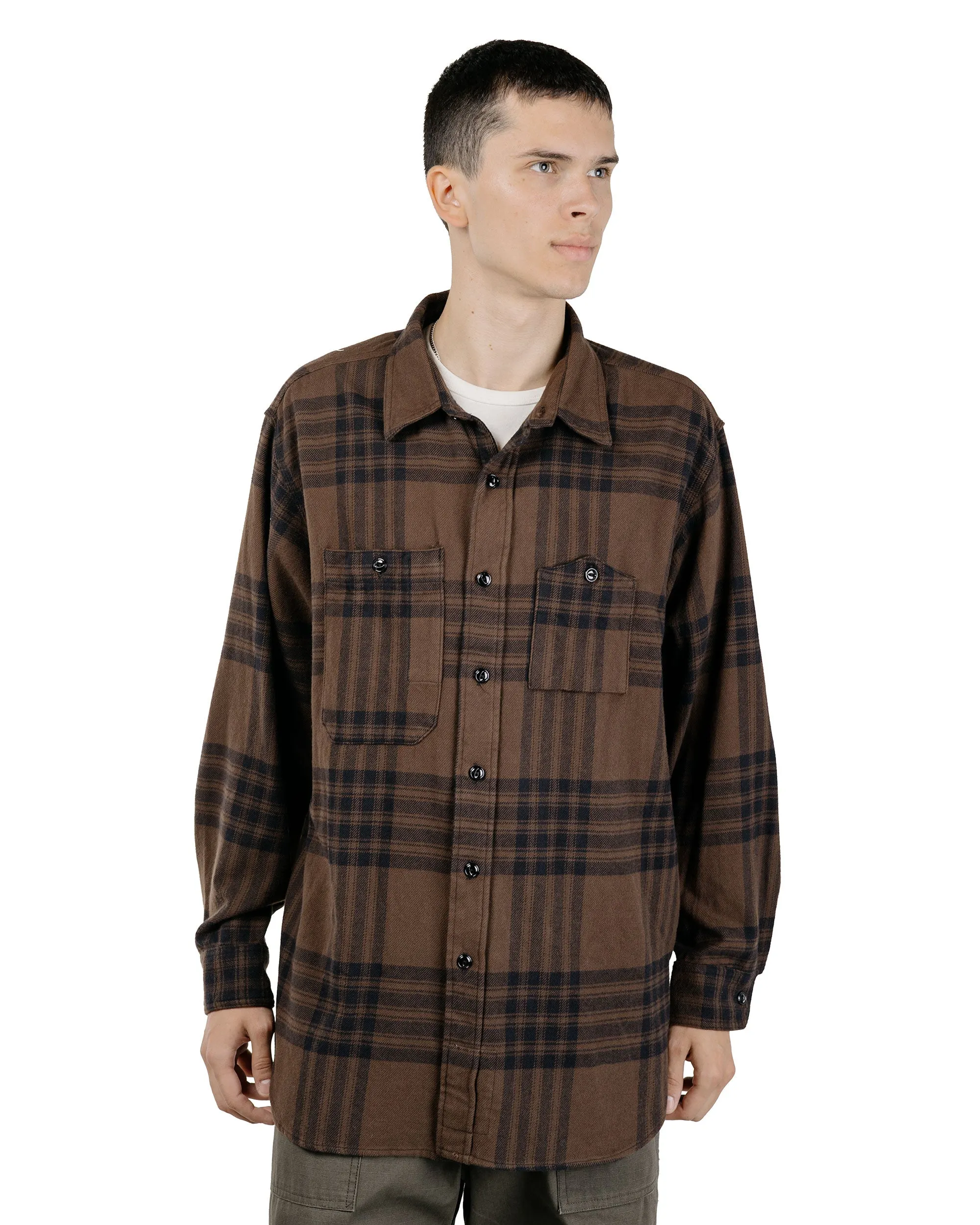 Engineered Garments Work Shirt Brown/Black Cotton Flannel Plaid sold by Lost & Found product image thumbnail 2